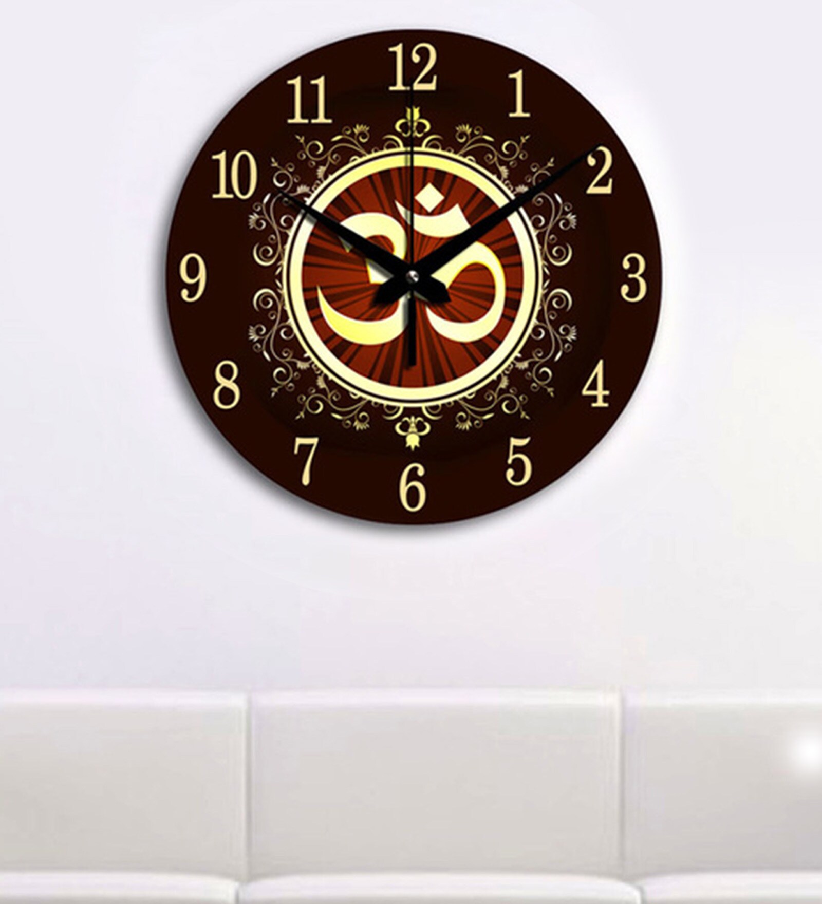 Multicolor Engineered Wood Analog Omkara Wall Clock
