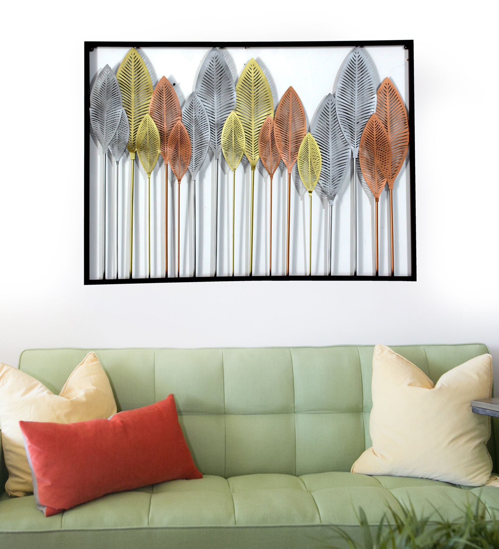 Buy Multicolour Metal Sobar Leaves In Frame Wall Art by Craftter at 47% ...