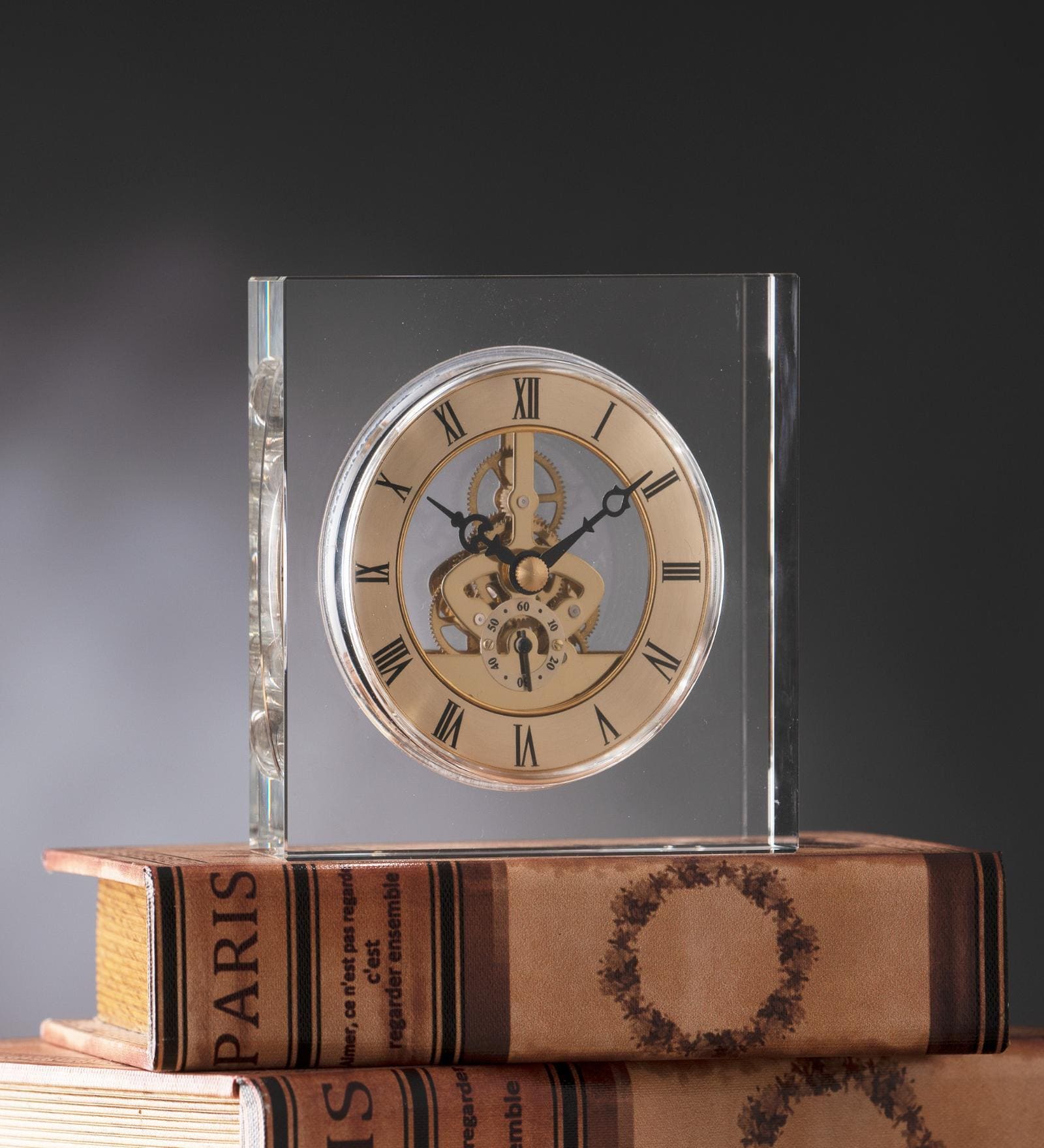 Crystal & Gold Metal Table Clock