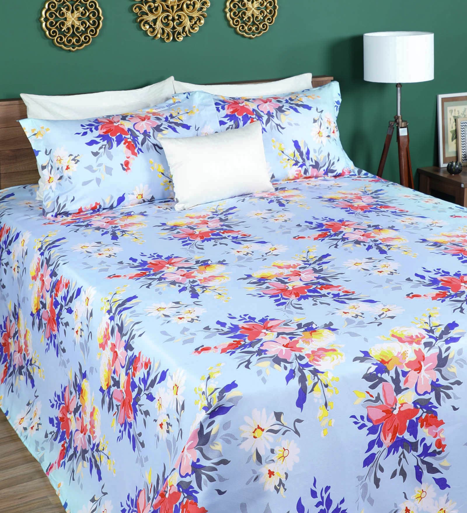 Multicolour Microfiber Hazel Double Bedsheet