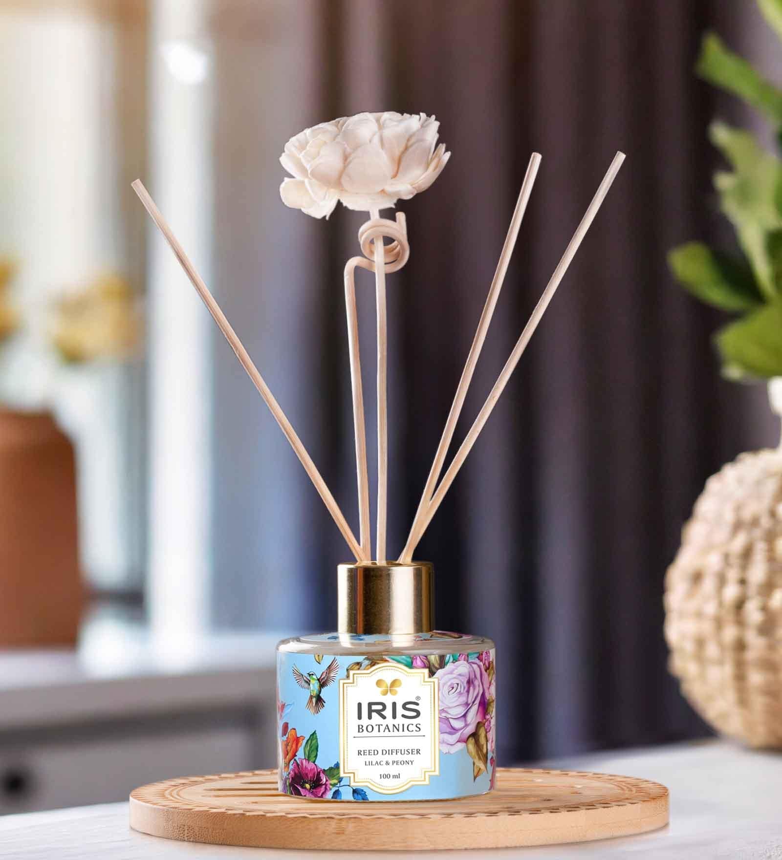 Botanics Reed Diffuser set with 100ml oil and 6 Reed sticks- Fragrance Lilac & Peony