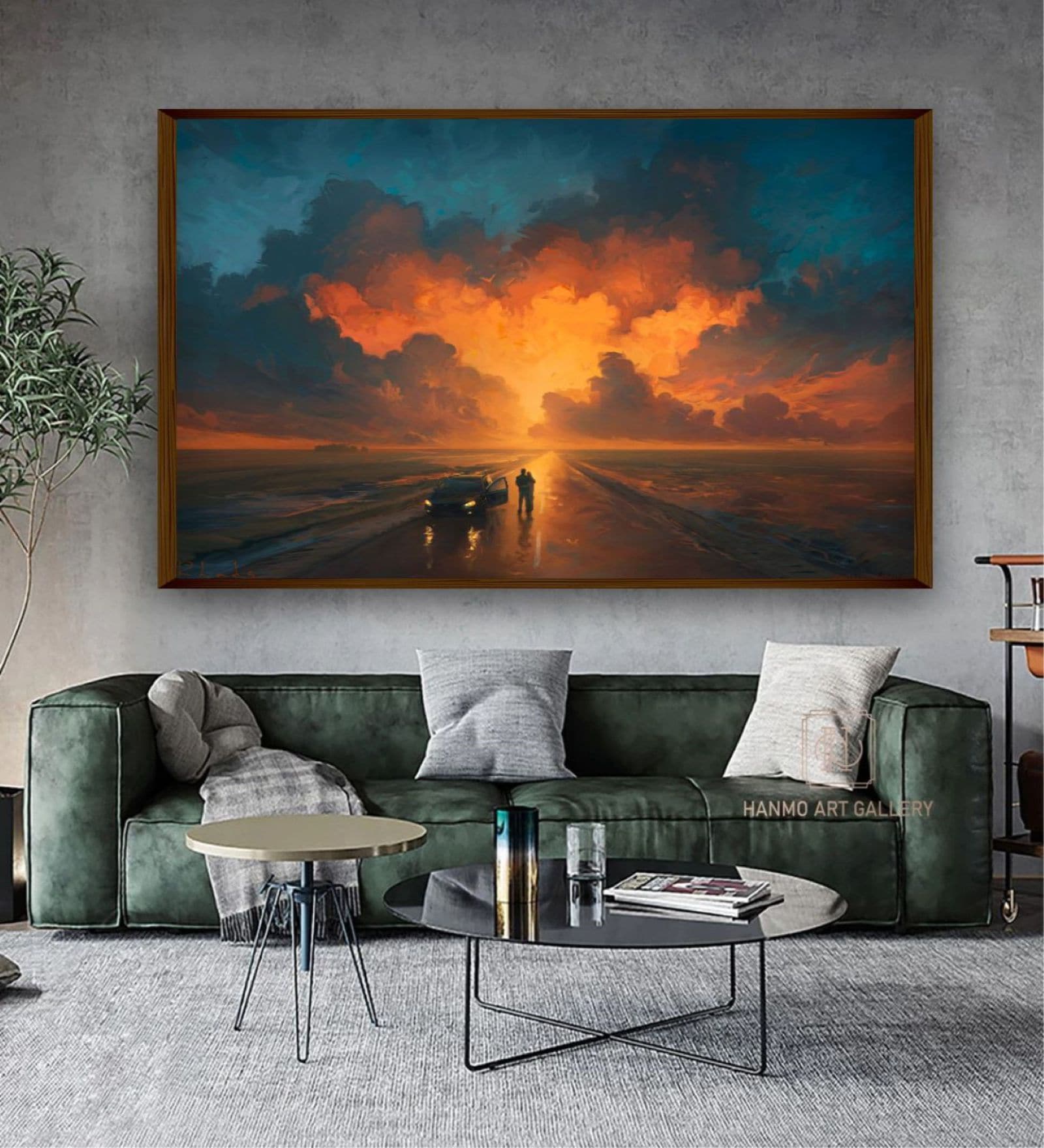 Traditional Multicolor Canvas Framed People and Places Art Print