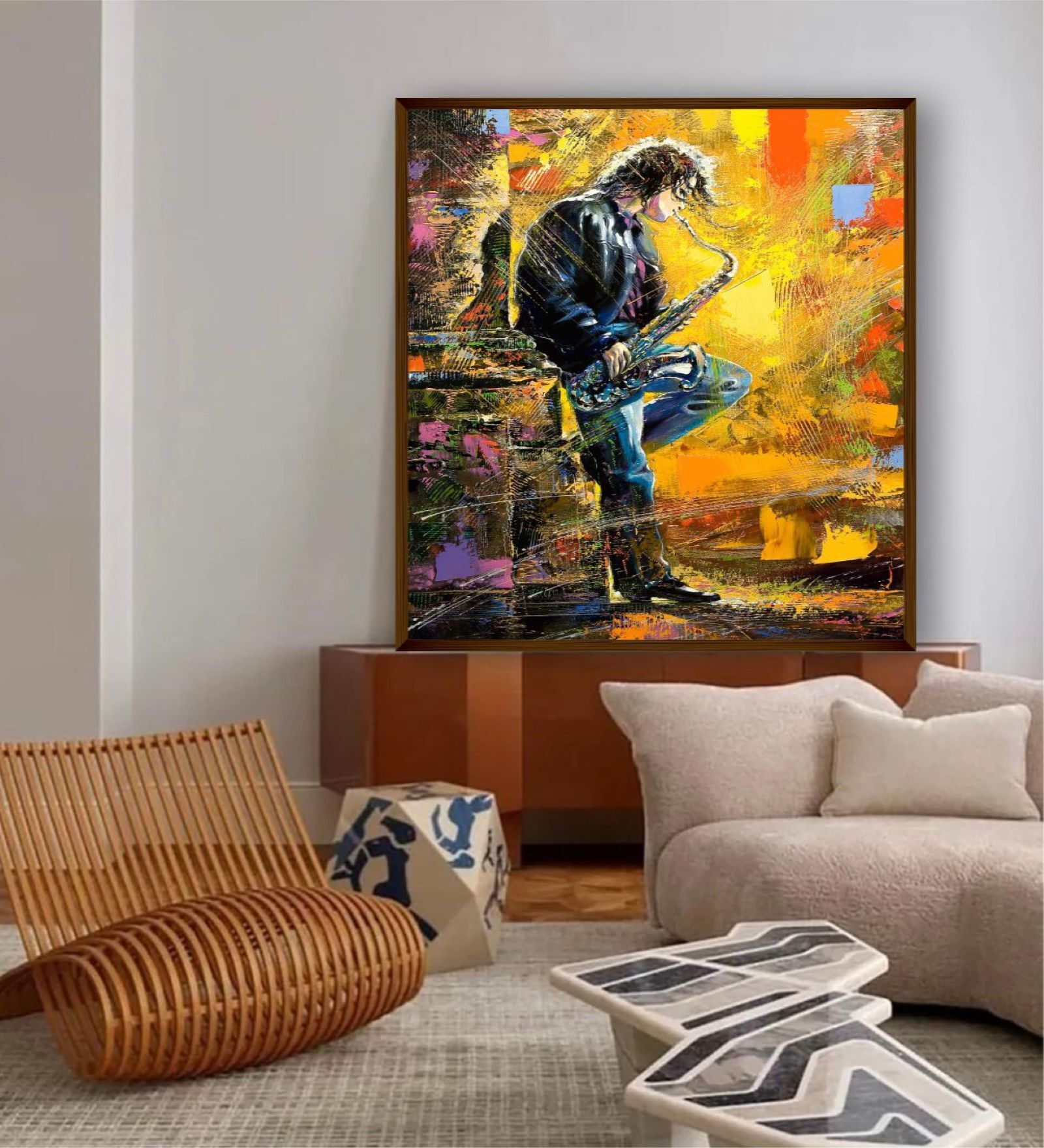 The Invention Multicolor Canvas Framed People and Places Art Print