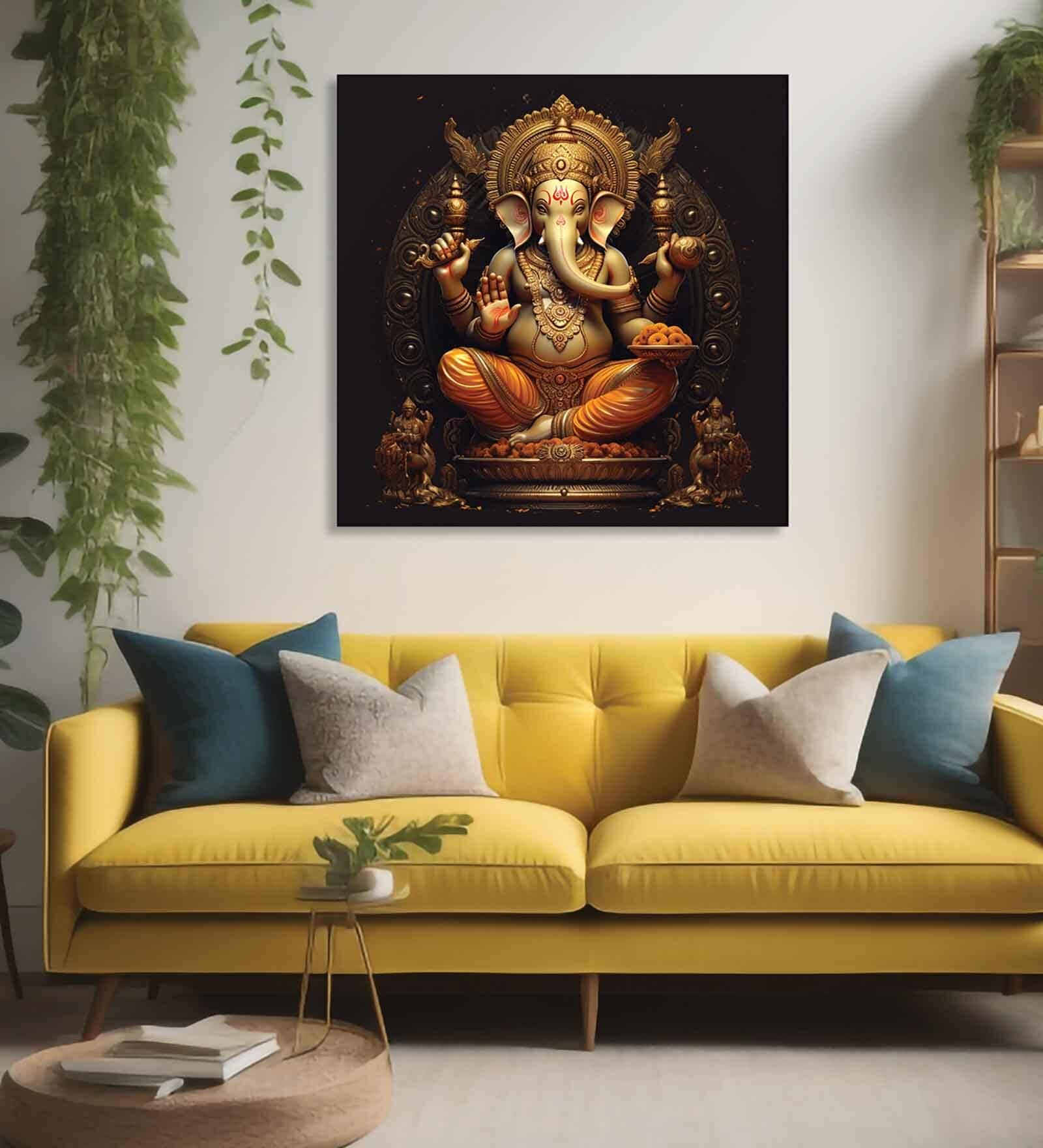 Lord Ganesha Canvas Pine Wood 24x24 Art Print