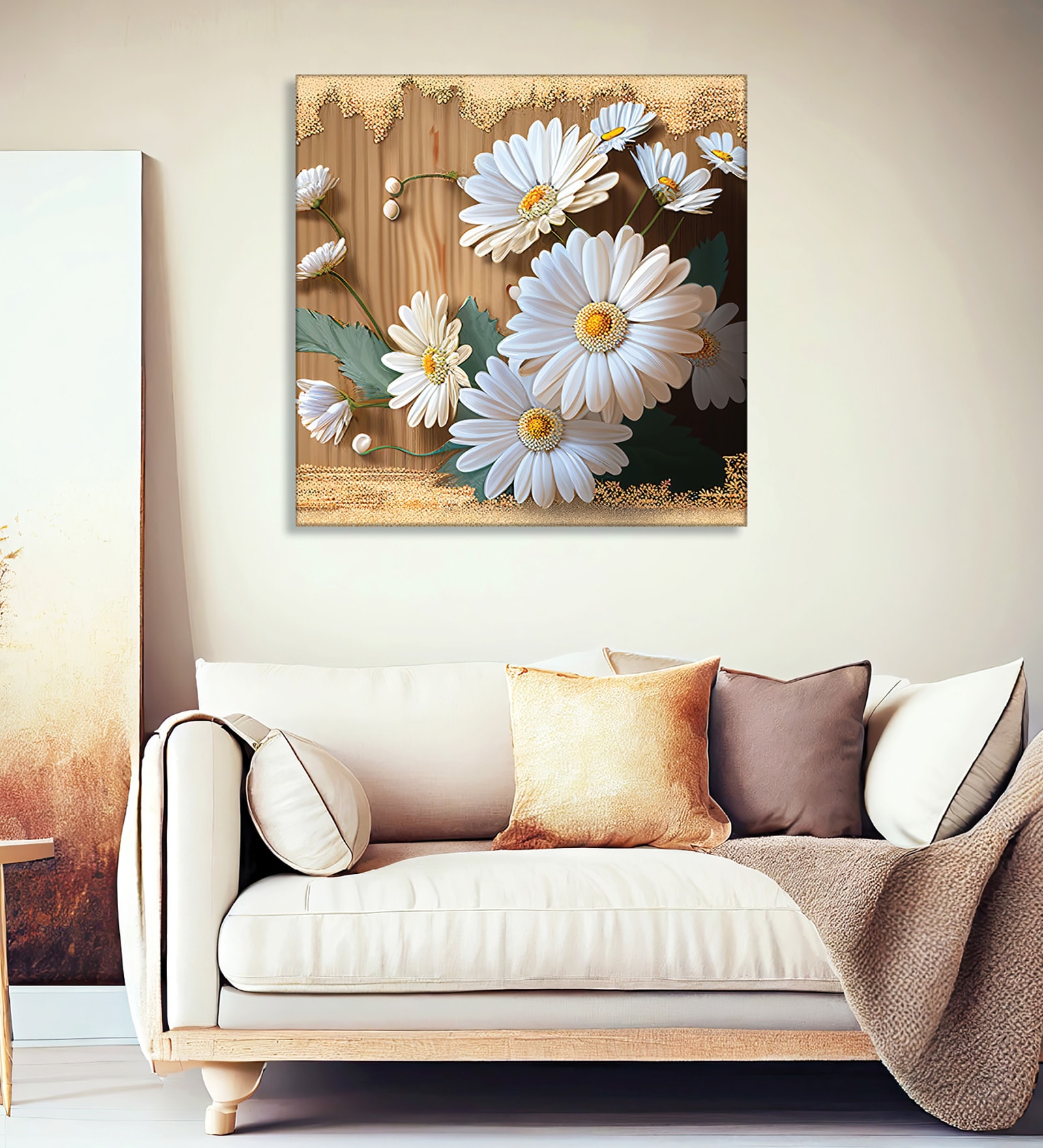 Floral Canvas Pine Wood 24x24 Art Print