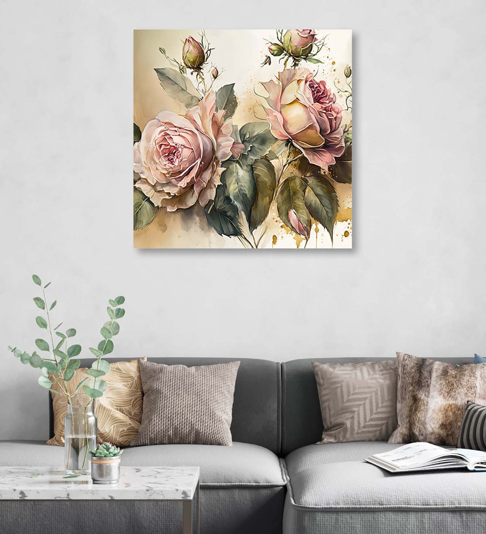 Floral Canvas Pine Wood 24x24 Art Print