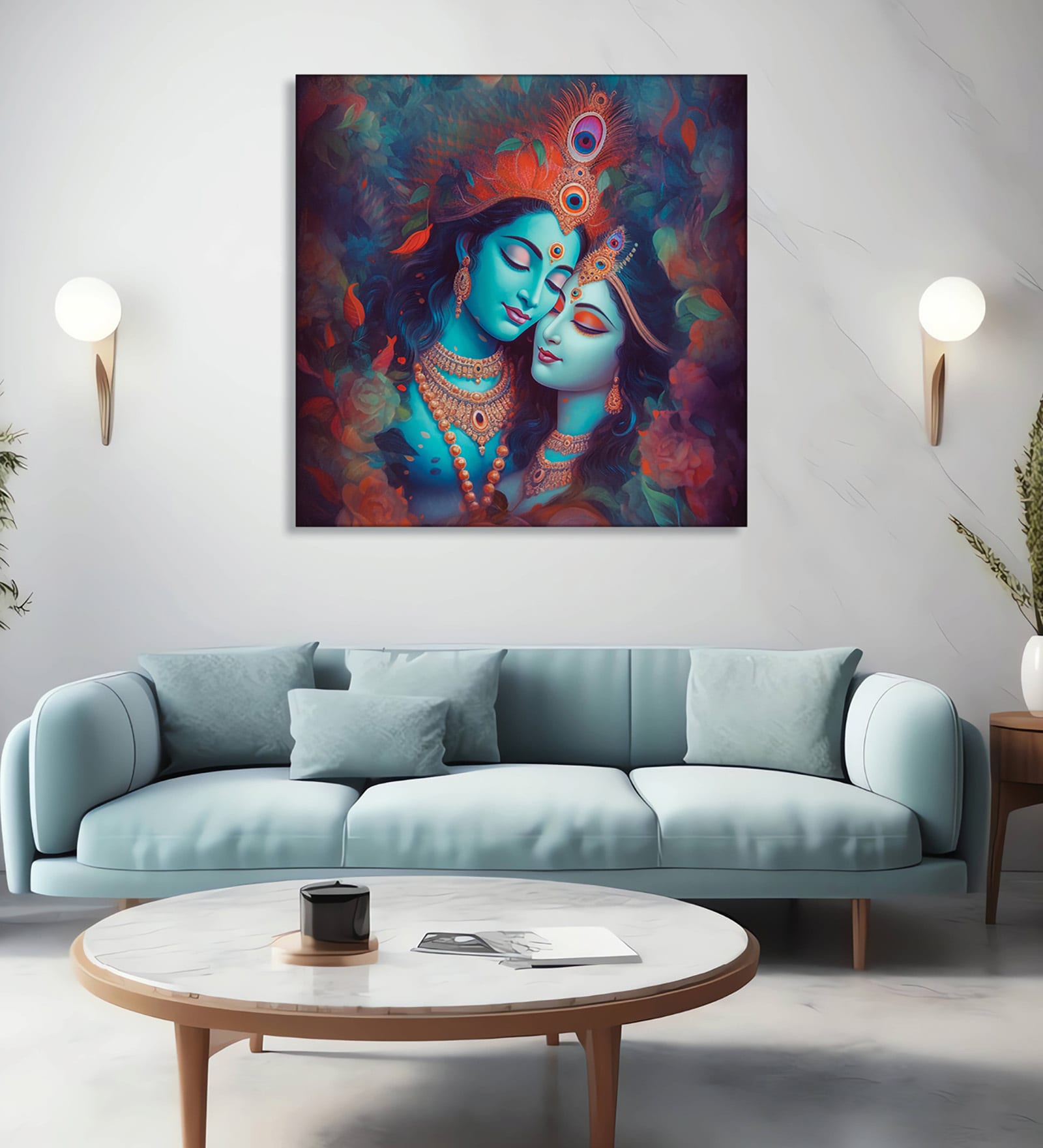 Radha Krishna Canvas Pine Wood 24x24 Art Print