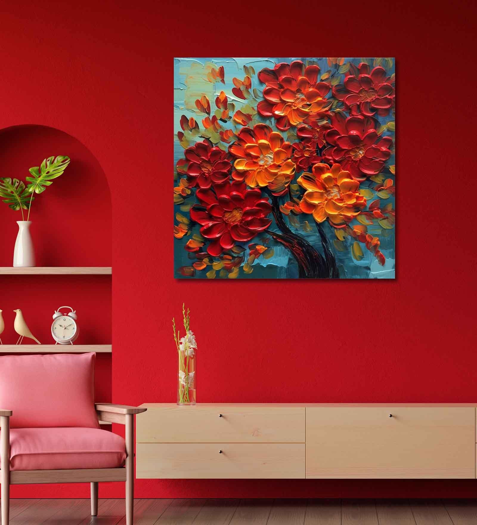 Bunch of Flowers Canvas Pine Wood 24x24 Art Print