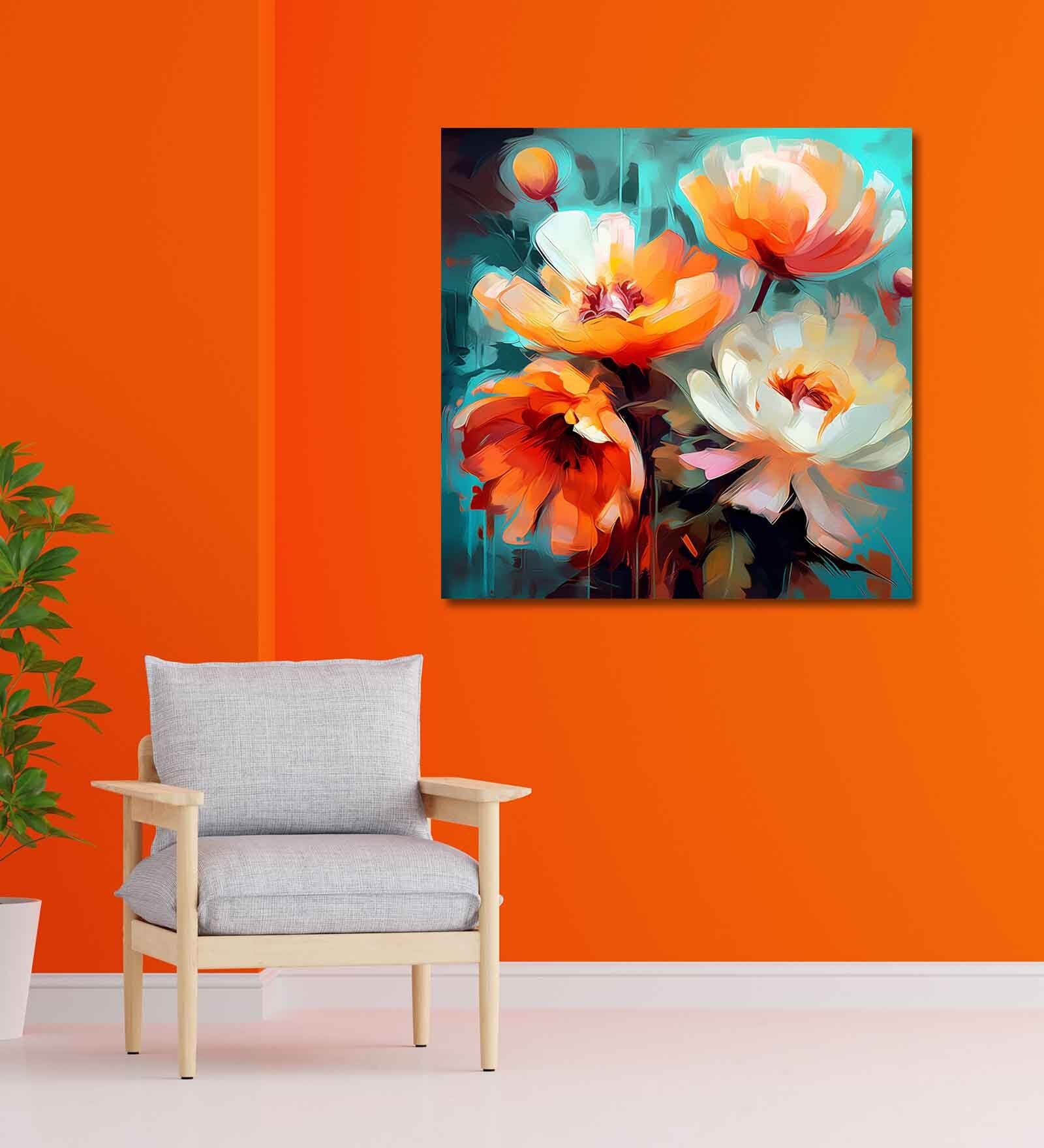 Floral Canvas Pine Wood 24x24 Art Print