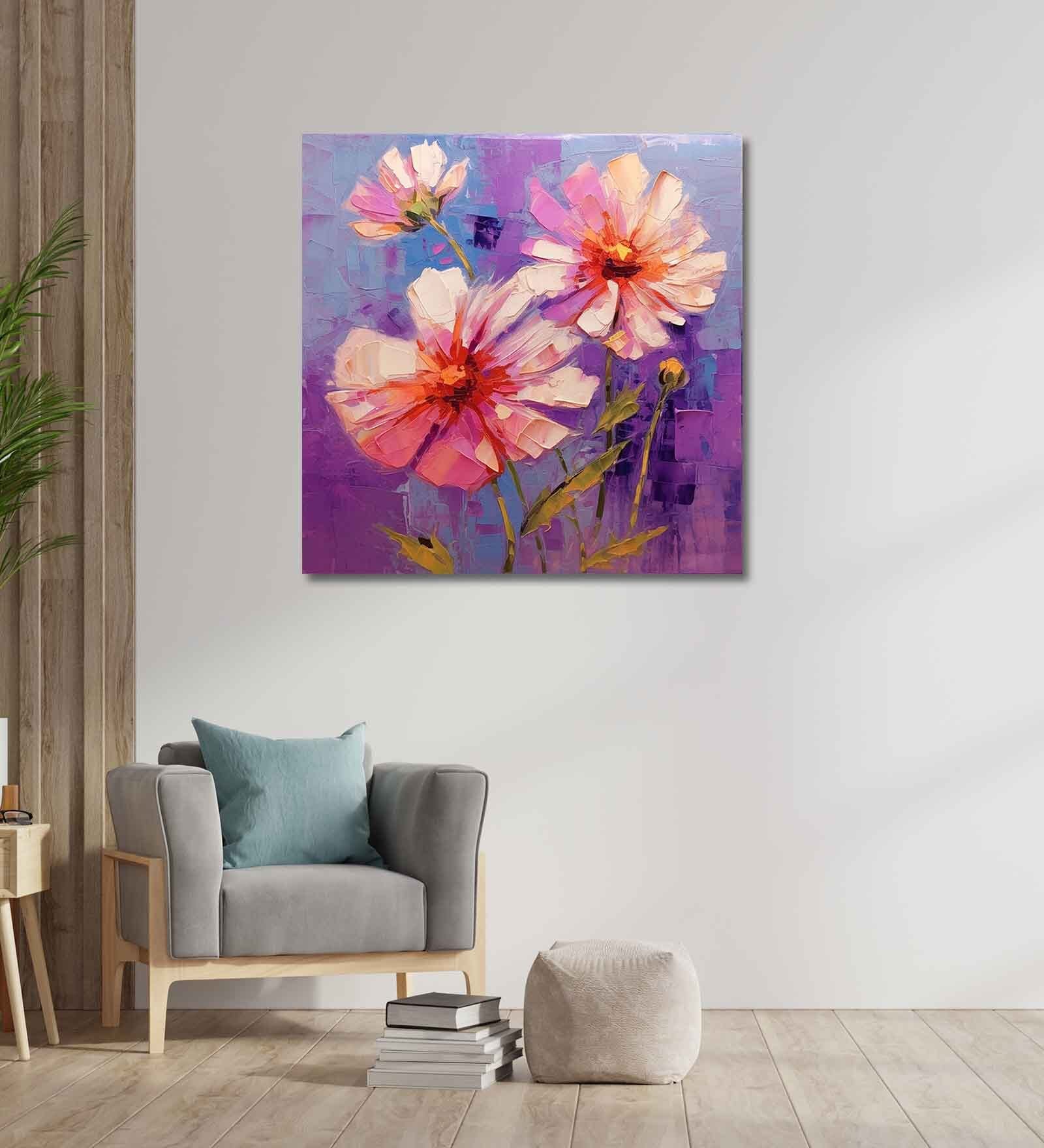 Flowers Canvas Pine Wood 24x24 Art Print