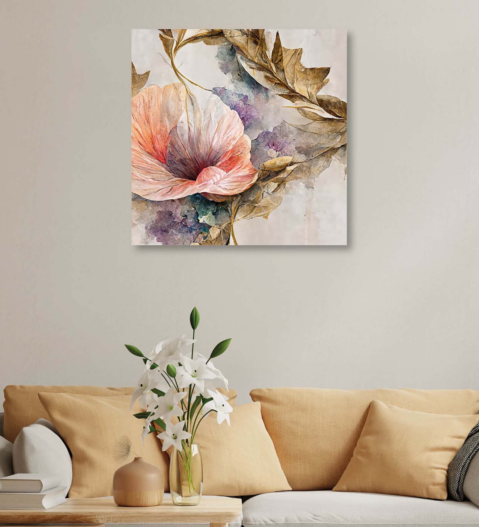Floral Canvas Pine Wood 24x24 Art Print