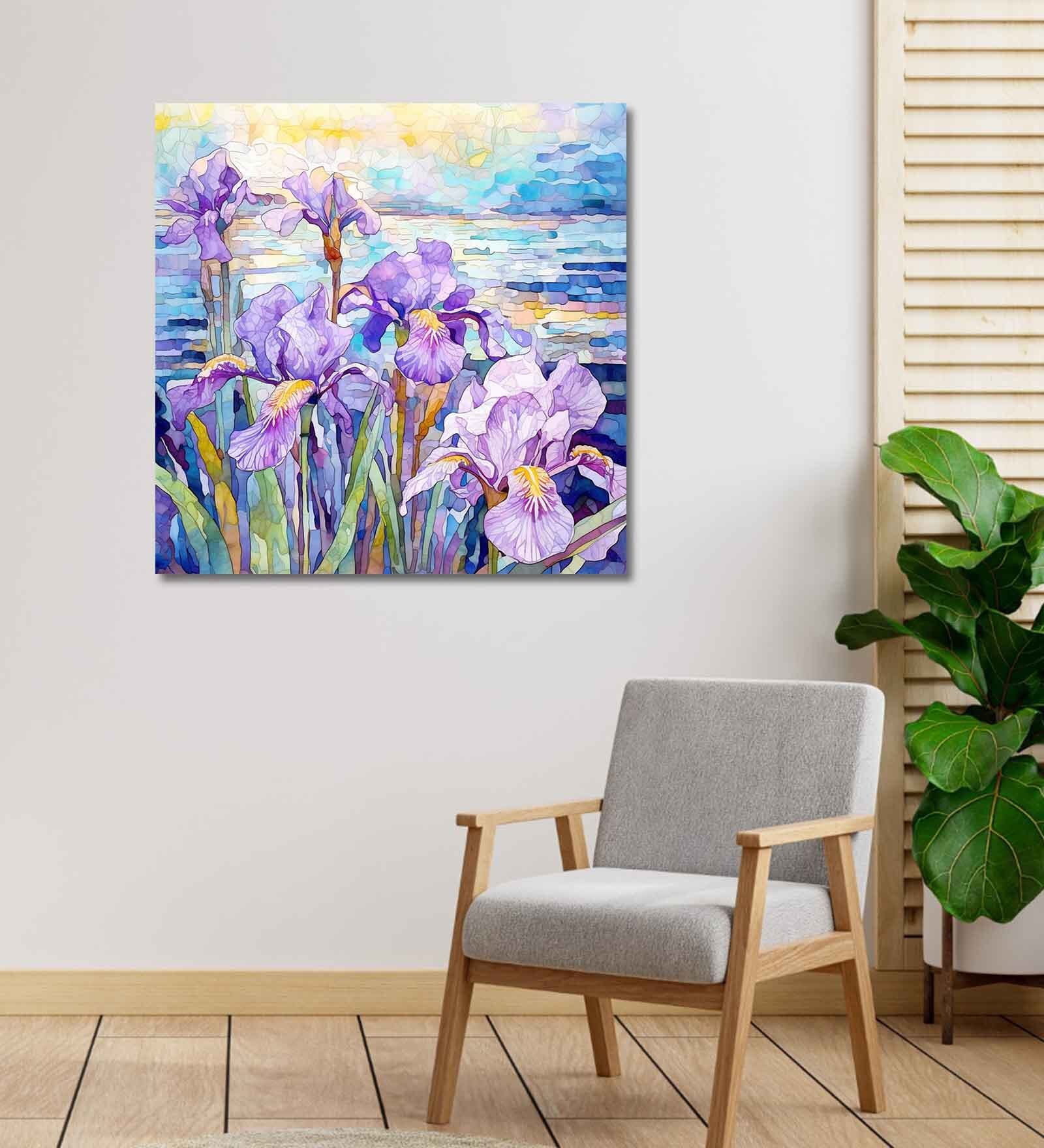 Orchid Flowers Canvas Pine Wood 24x24 Art Print