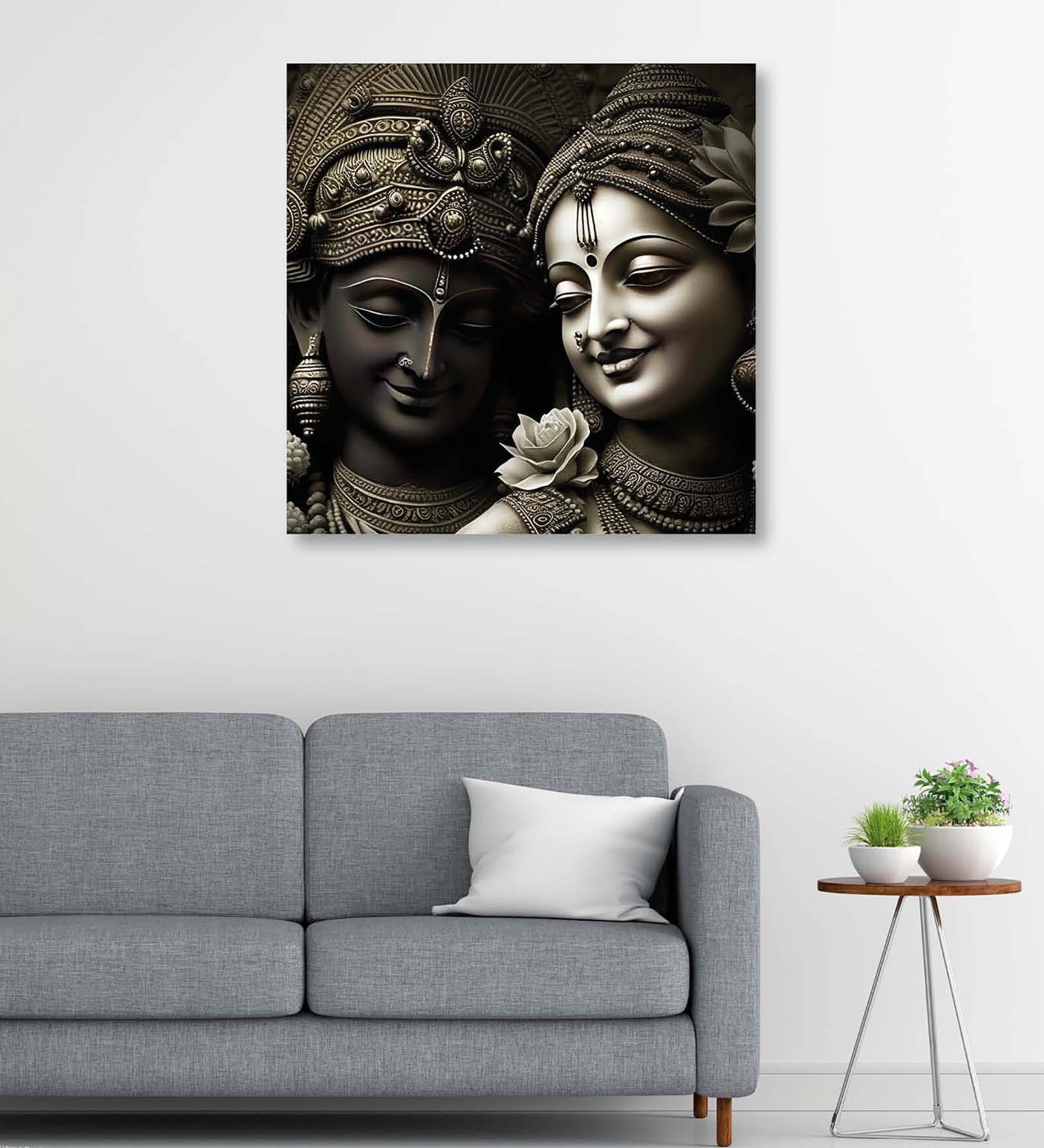 Radha Krishna Canvas Pine Wood 24x24 Art Print