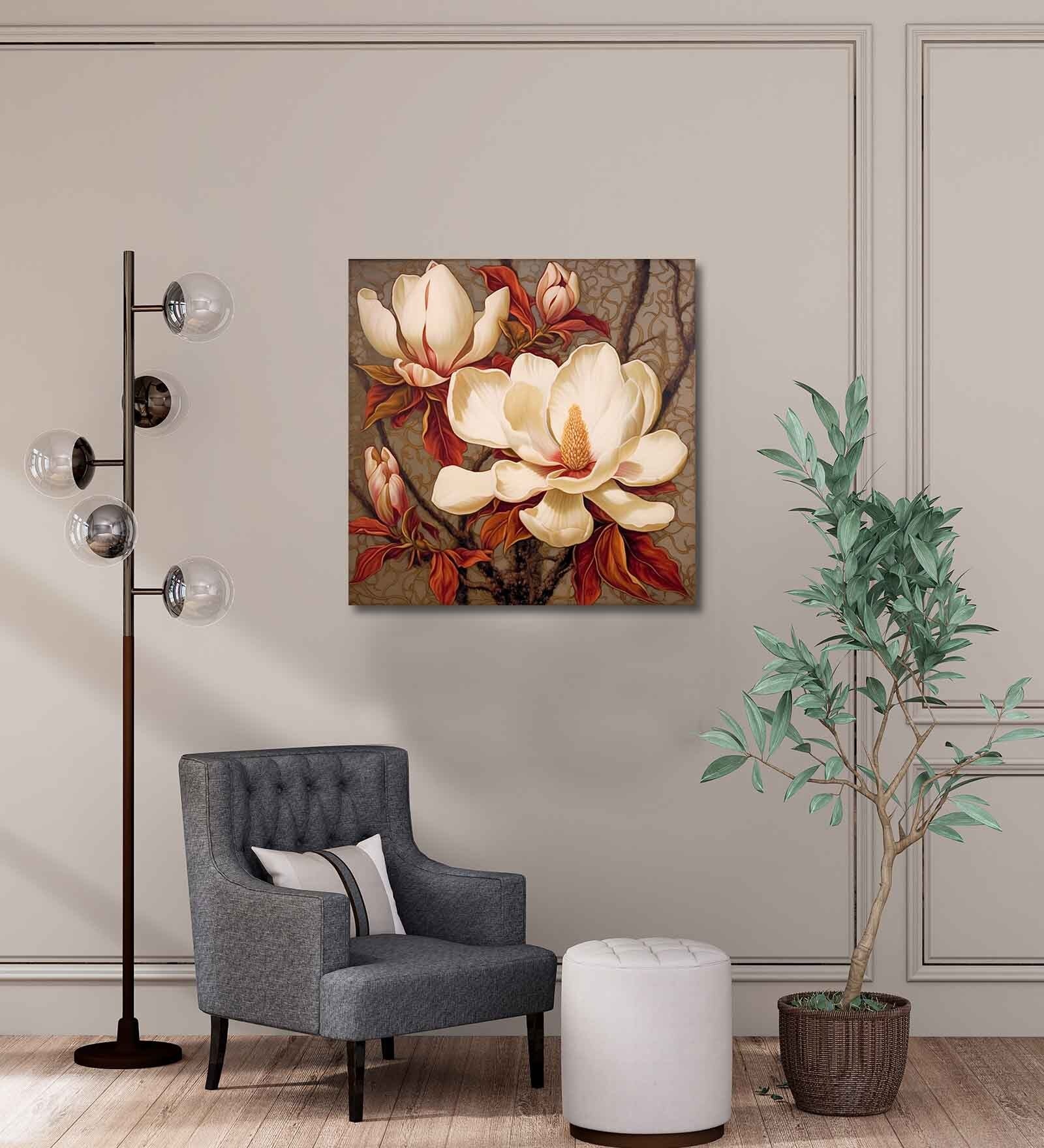 Floral Canvas Pine Wood 24x24 Art Print