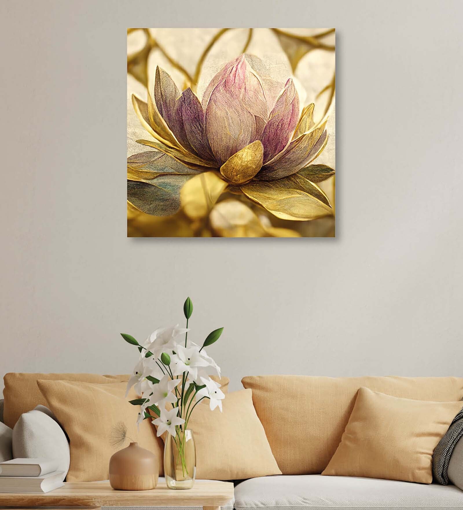 Floral Canvas Pine Wood 24x24 Art Print