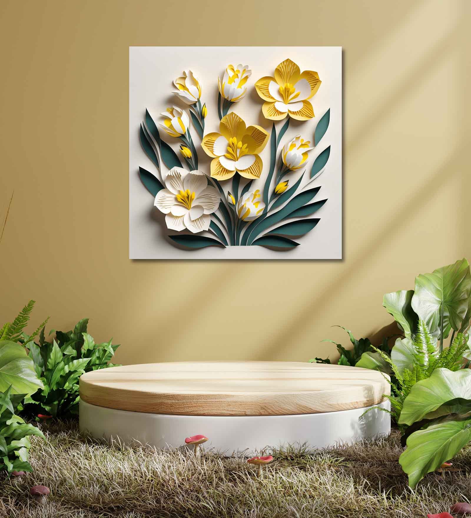 Floral Canvas Pine Wood 24x24 Art Print