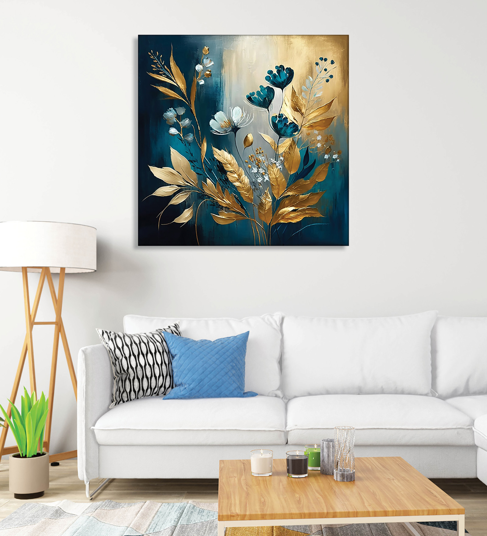 Leaves Under Water Canvas Pine Wood 24x24 Art Print