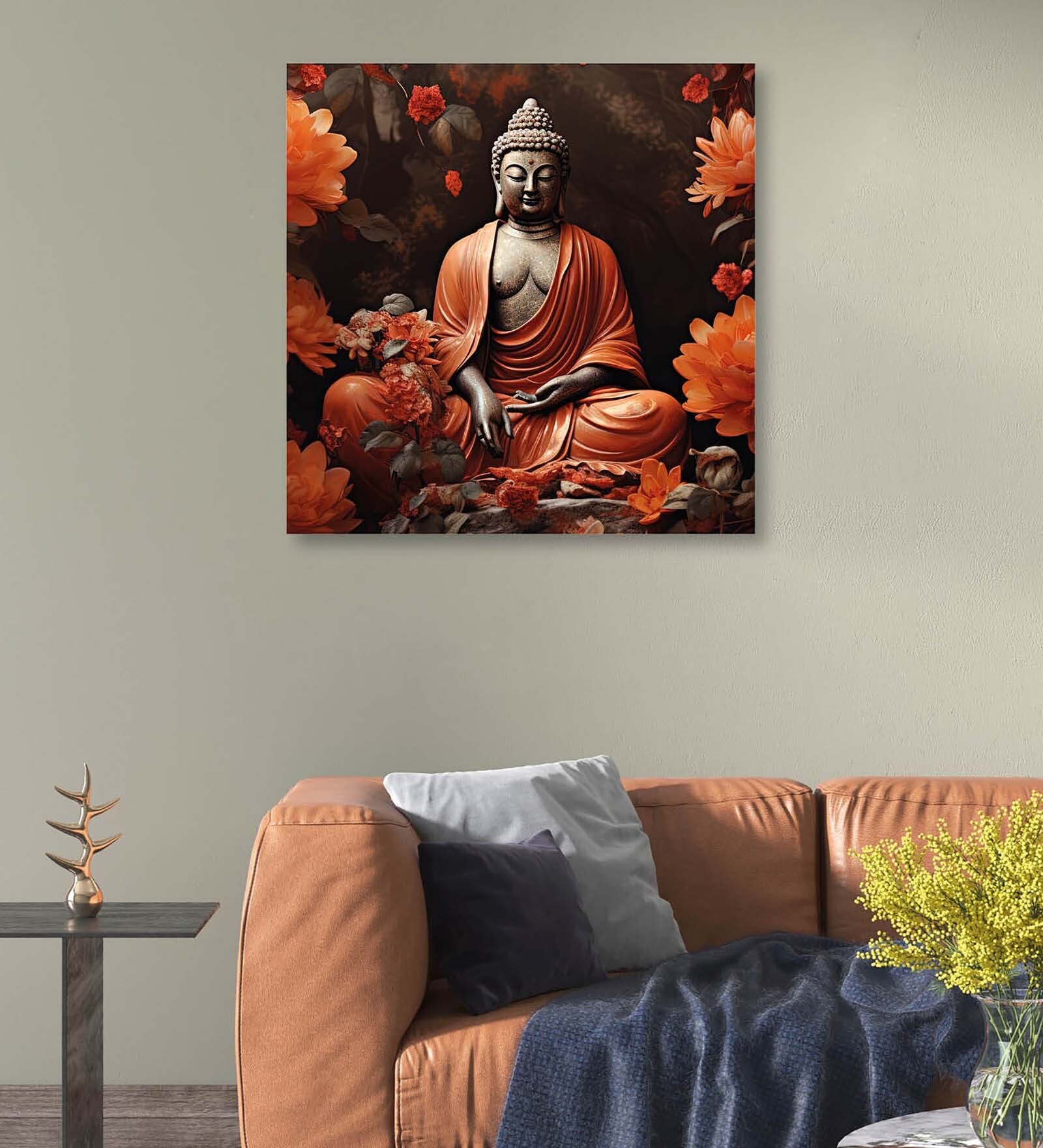 Buddha Meditating Canvas Pine Wood 24x24 Art Print
