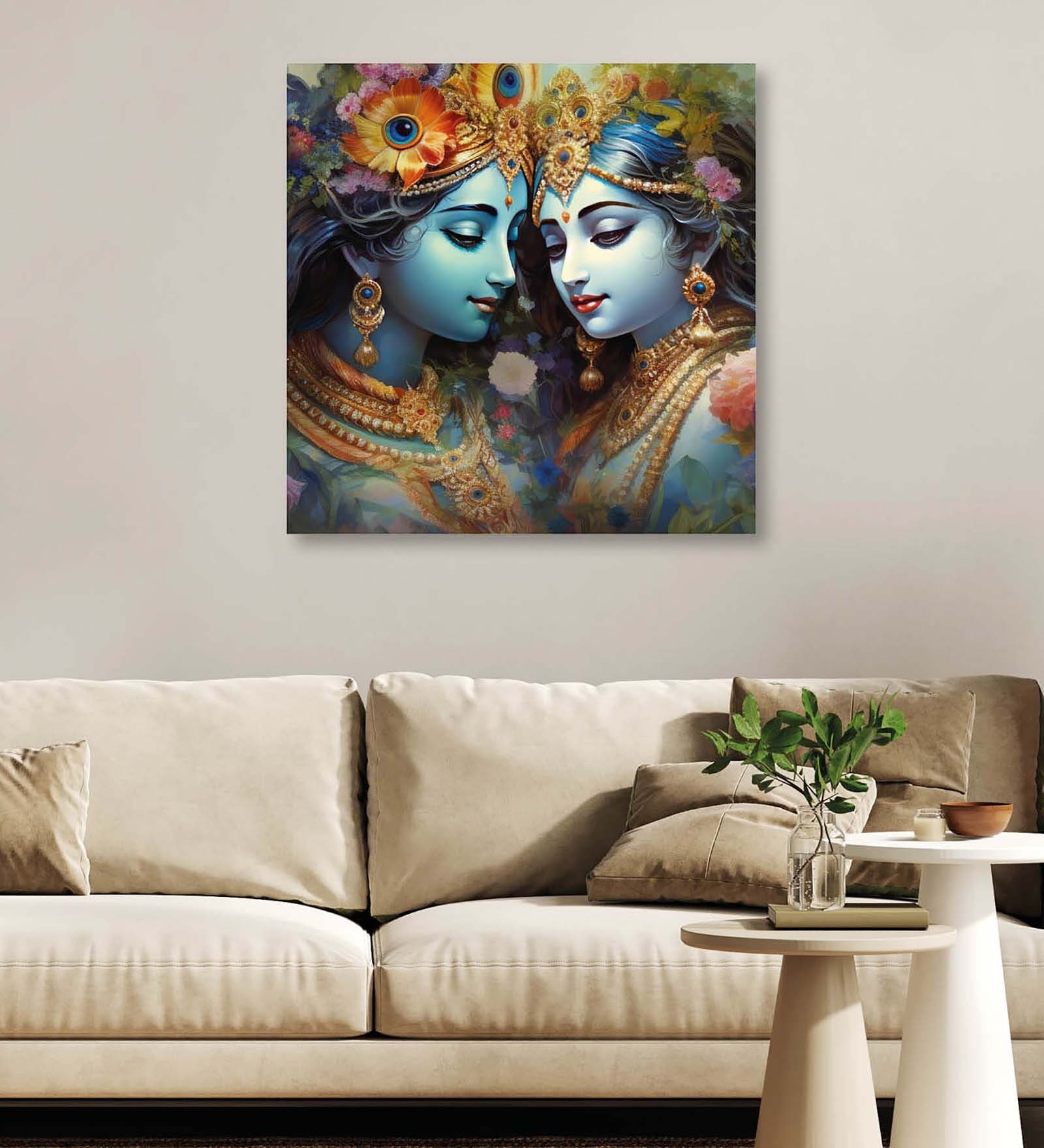 Radha Krishna Canvas Pine Wood 24x24 Art Print