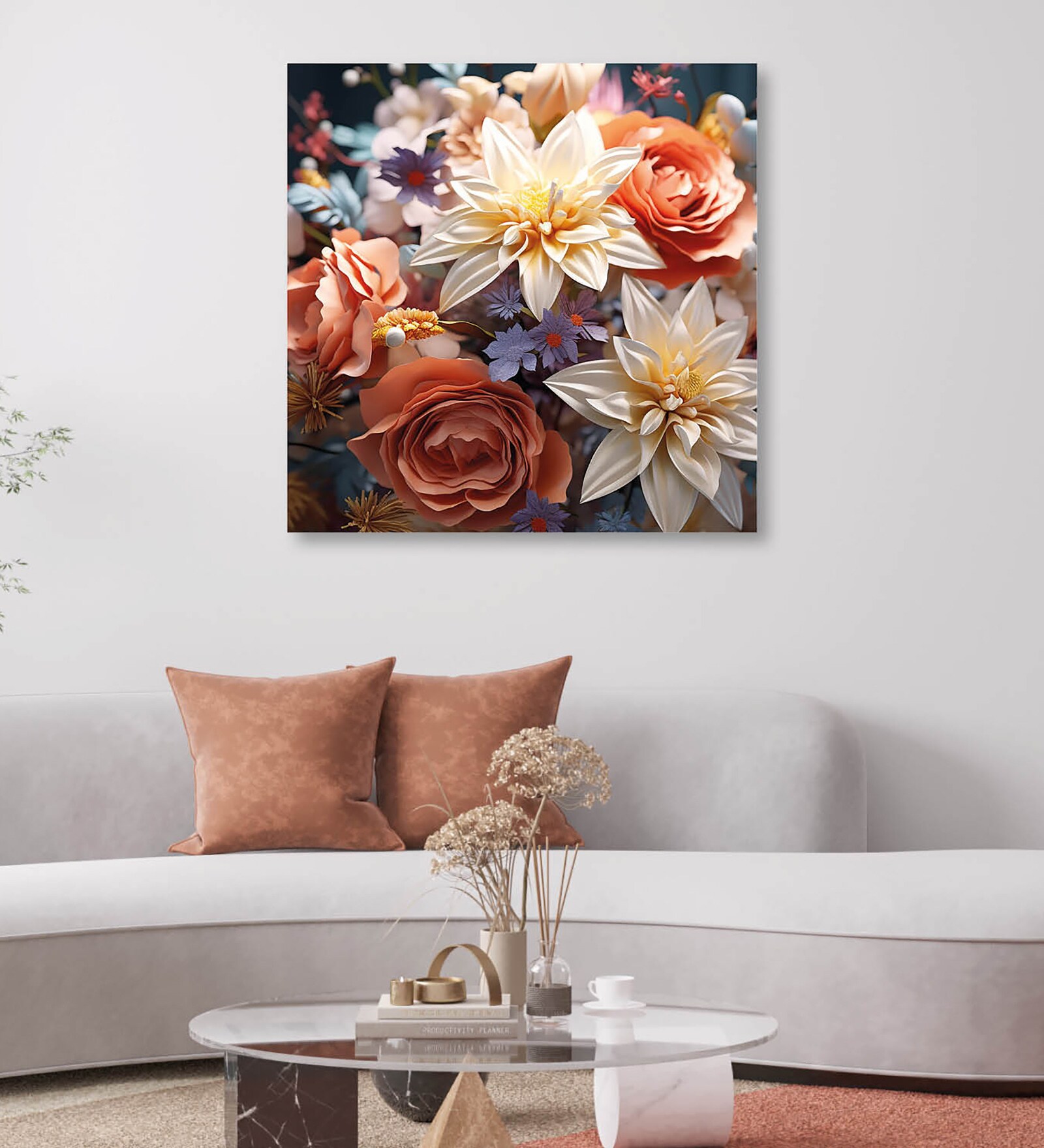 Floral Canvas Pine Wood 24x24 Art Print
