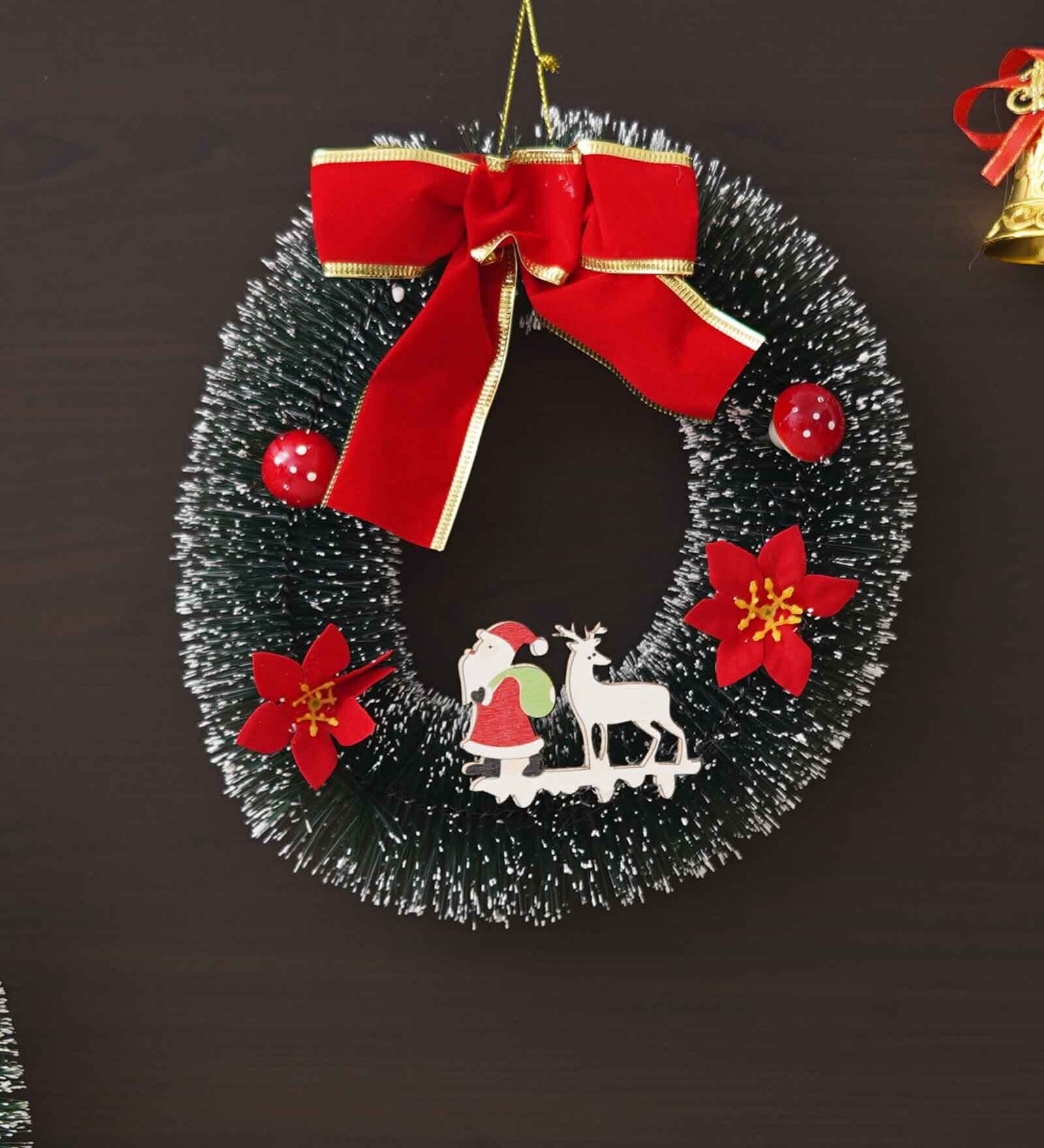 Multicolour Plastic Santa & Reindeer Design Christmas Wall Hanging