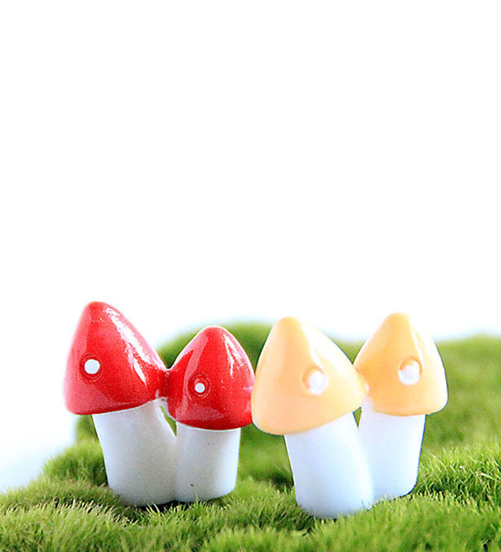 Multicolour Plastic Mushroom Set Of 12 Garden Figurine