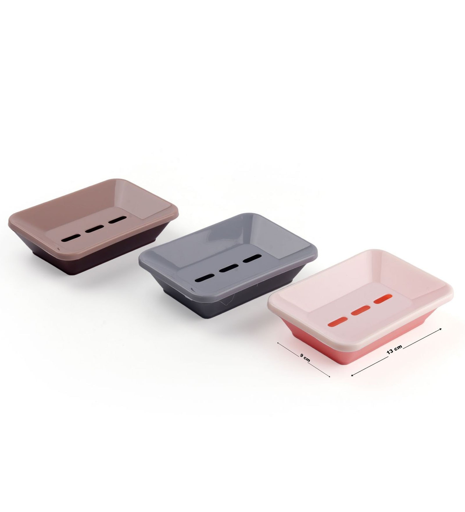Multicolour Plastic Stylish Soap Dish (Set of 3)