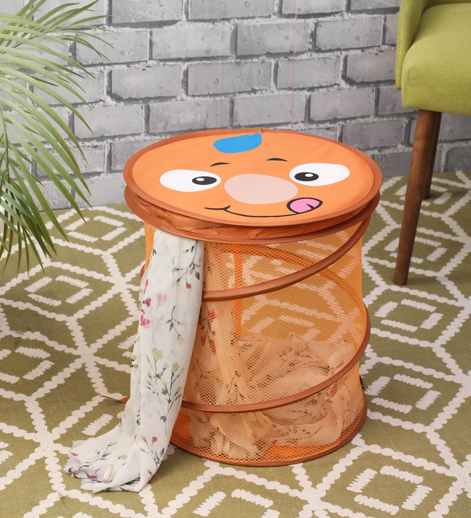 Buy 20 Ltr Polyester Laundry Basket In Orange By Muren Online Storage