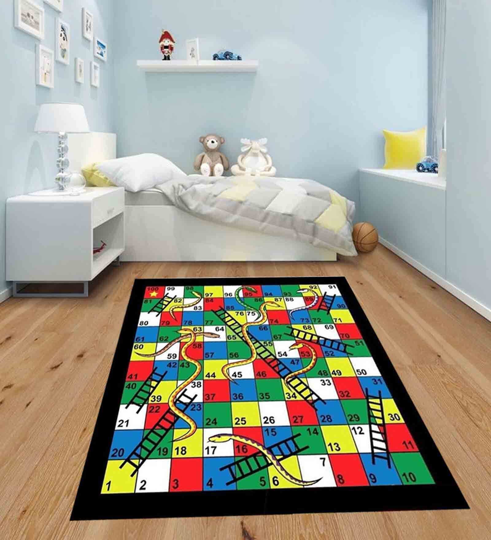 Multicolour Big Snake & Ladder Polyester 4 X 4 Feet Kids Playmat
