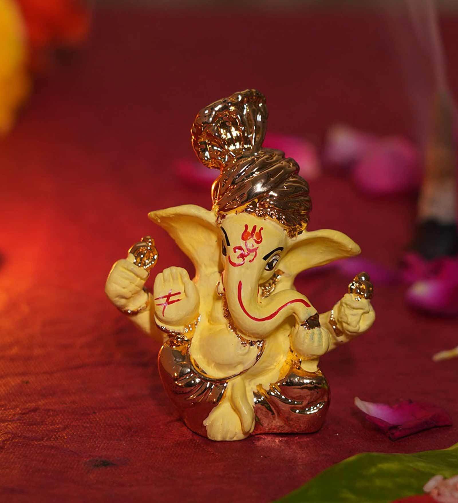 Multicolour Polyresin 2.9 Inches Mini Ganesha Idol