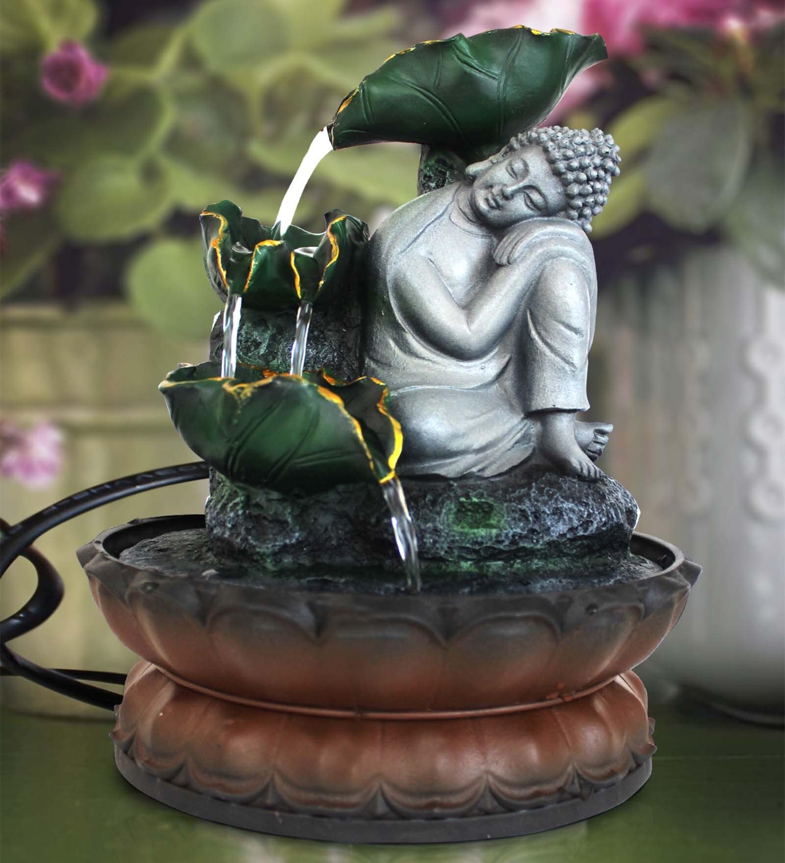 Multicolour Polyresin Buddha Statue Indoor Water Fountain