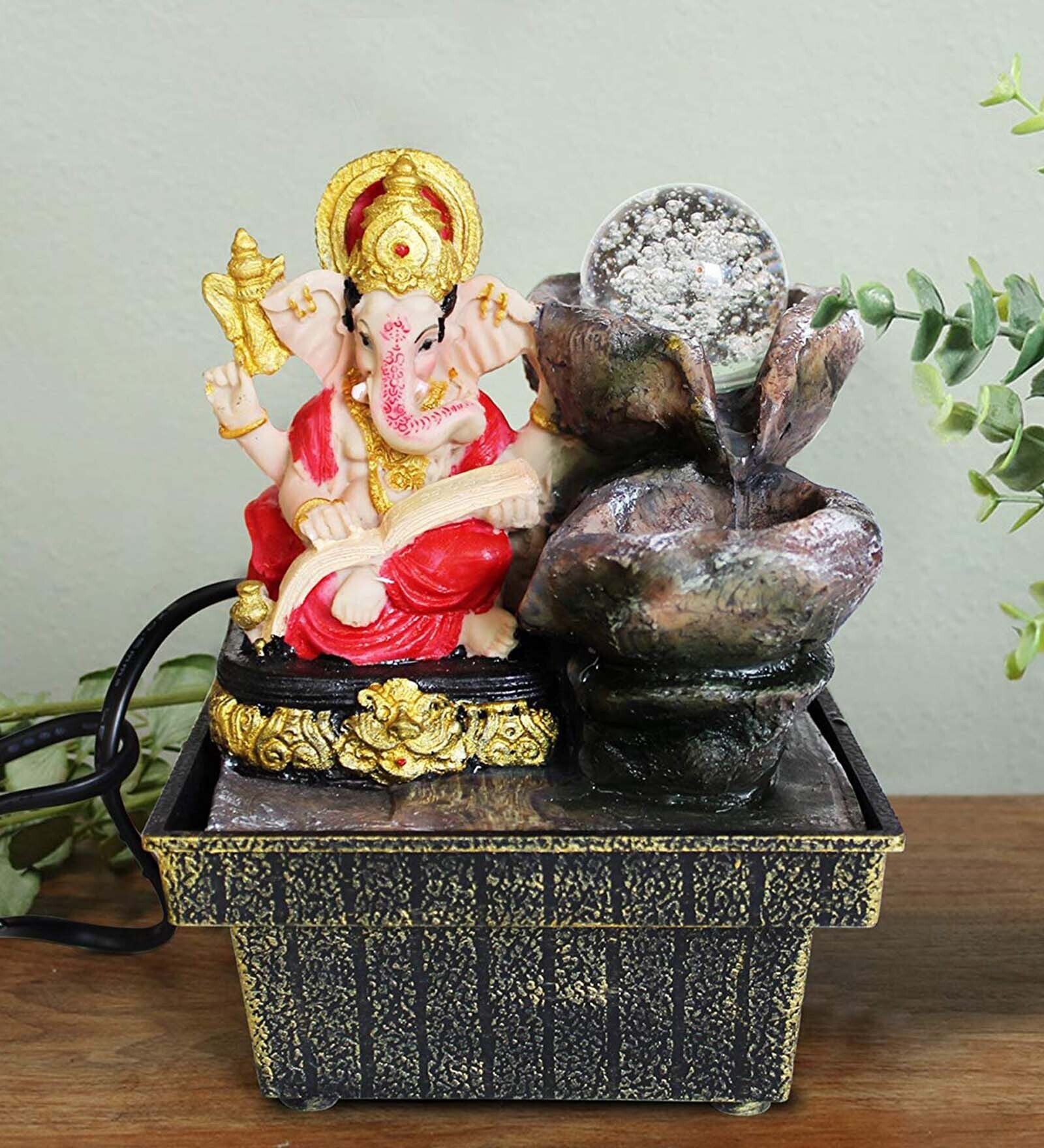 Multicolour Polyresin Ganesha Ganpati Statue Indoor Water Fountain