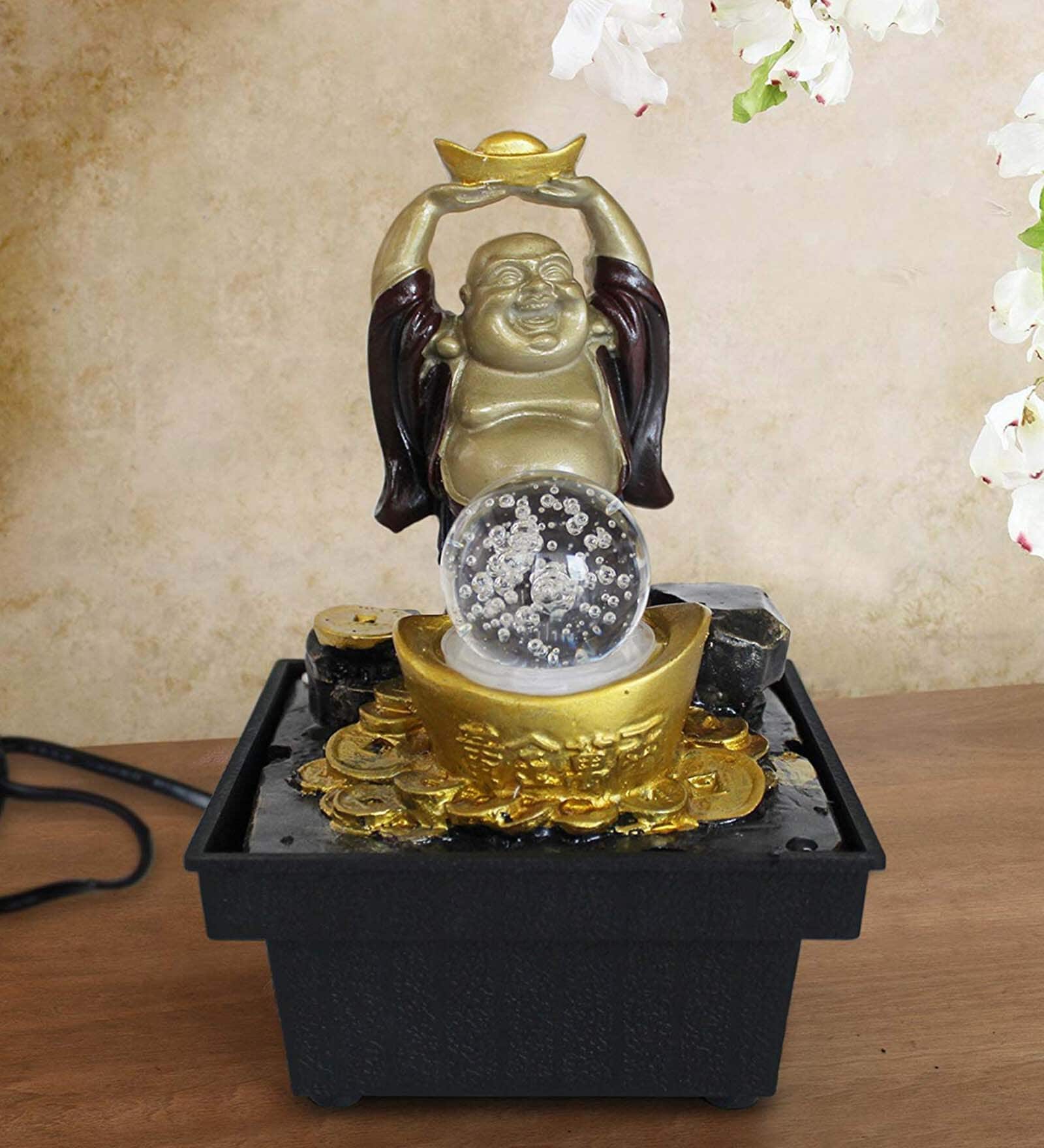 Buy Multicolour Polyresin Laughing Buddha Statue Indoor Water Fountain