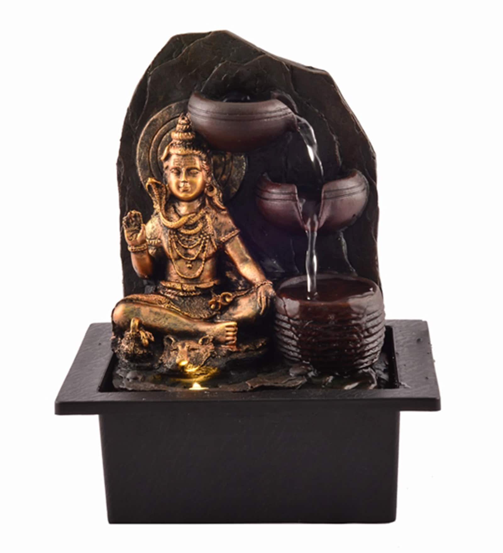 Buy Multicolour Polystone Premium Lord Shiva Indoor Water Fountain By
