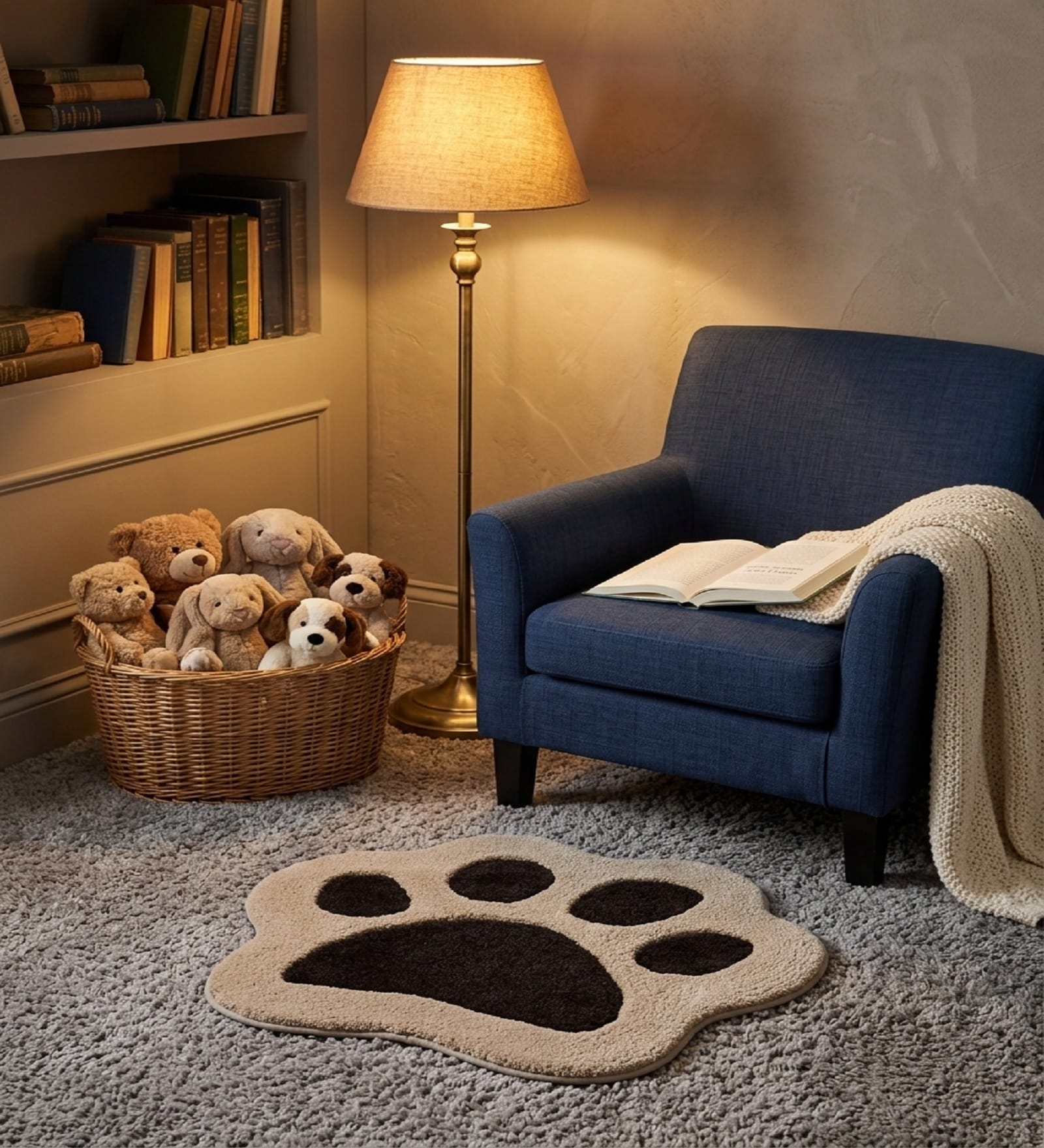 Multicolour Puppy Paw 24x21 Inches Anti Skid Shape Rug