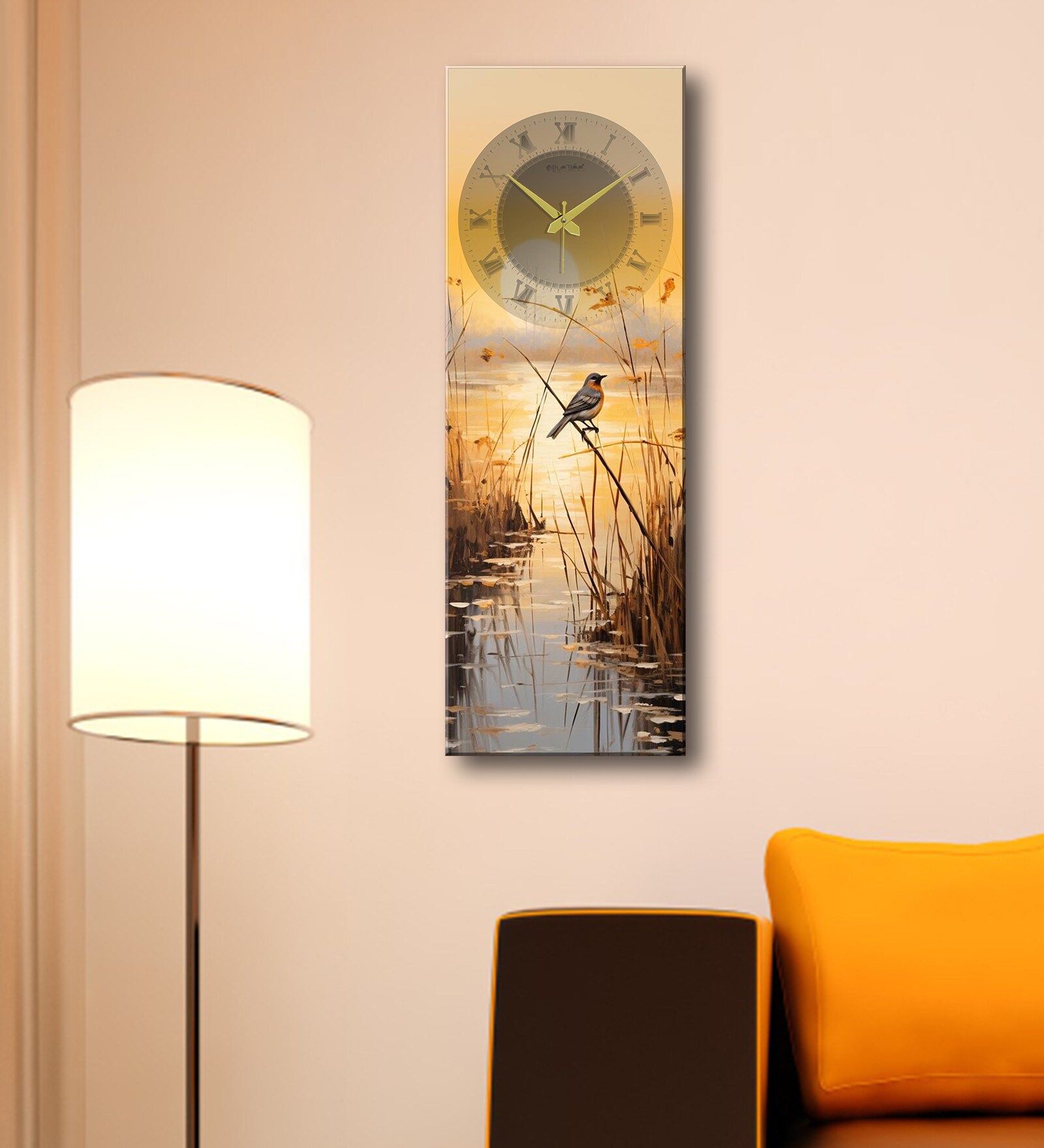 Multicolour Rectangle 24 Inches Wooden Wall Clock (Abstract)