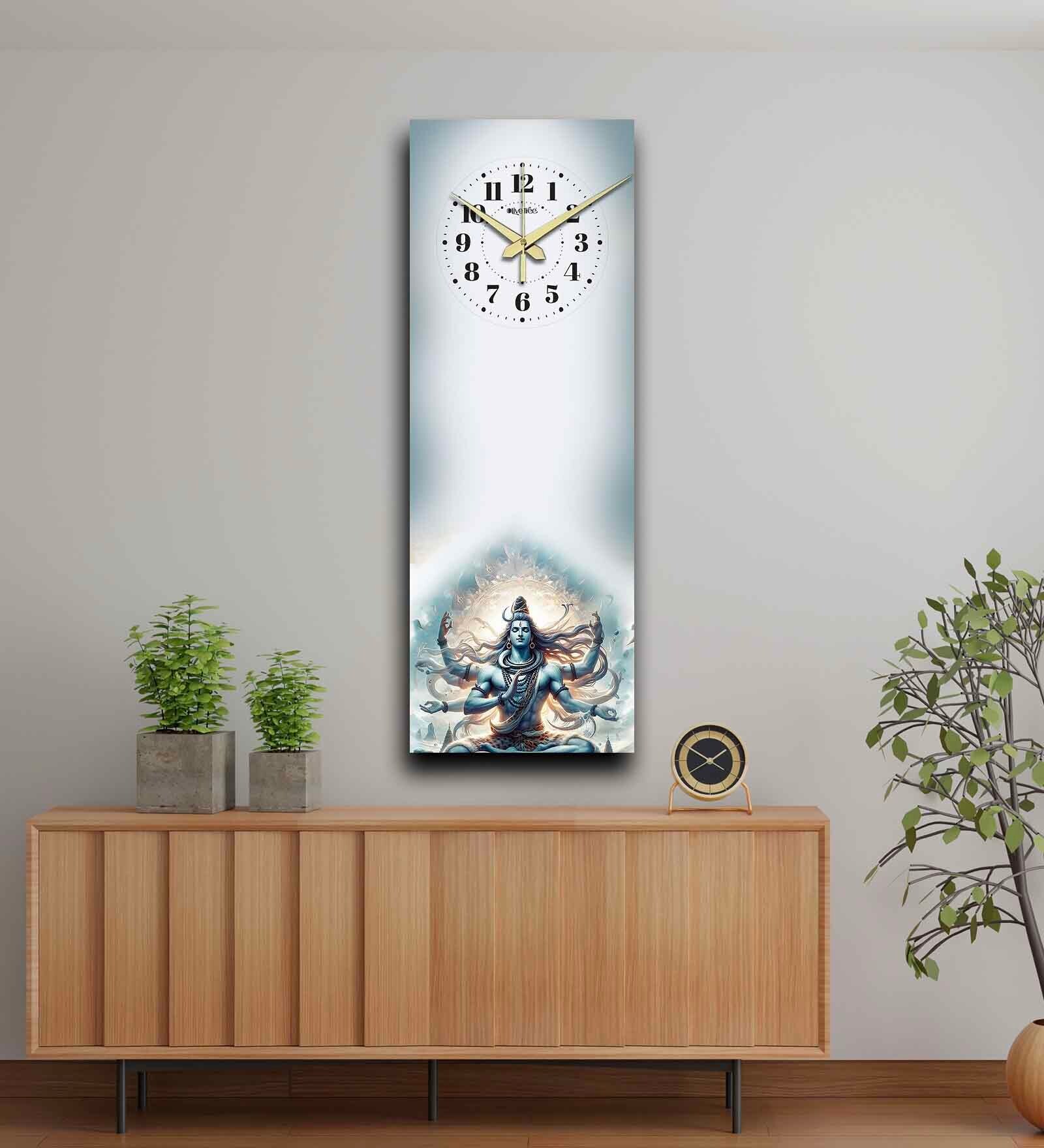 Multicolour Rectangle 24 Inches Wooden Wall Clock (Lord)