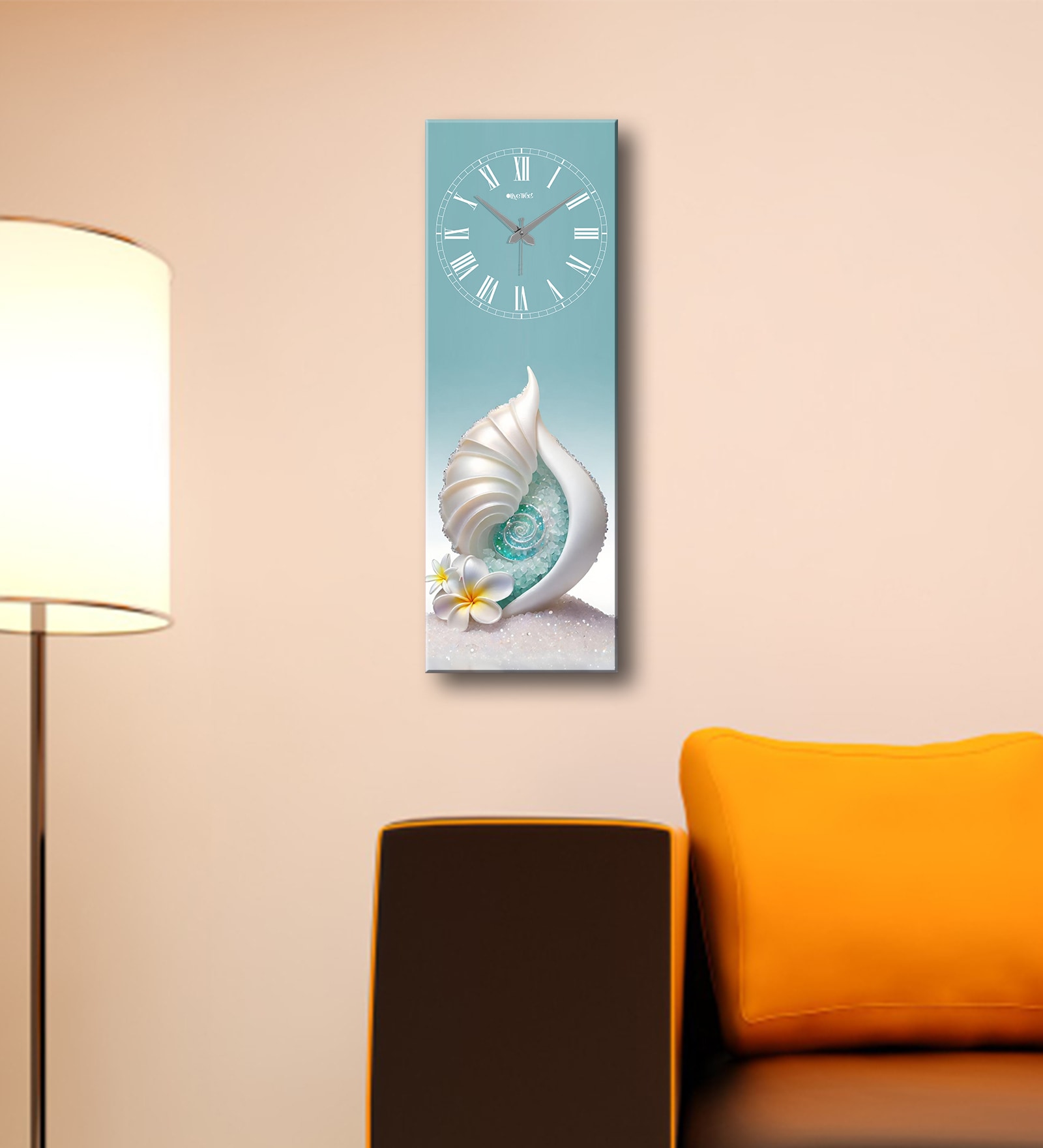 Multicolour Rectangle 24 Inches Wooden Wall Clock (Floral)