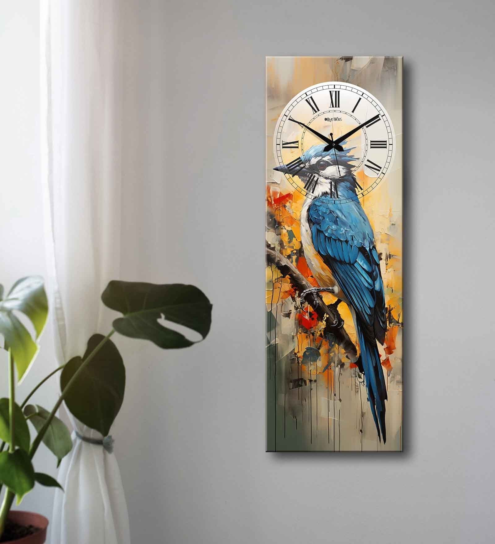 Multicolour Rectangle 24 Inches Wooden Wall Clock (Wood Peaker)