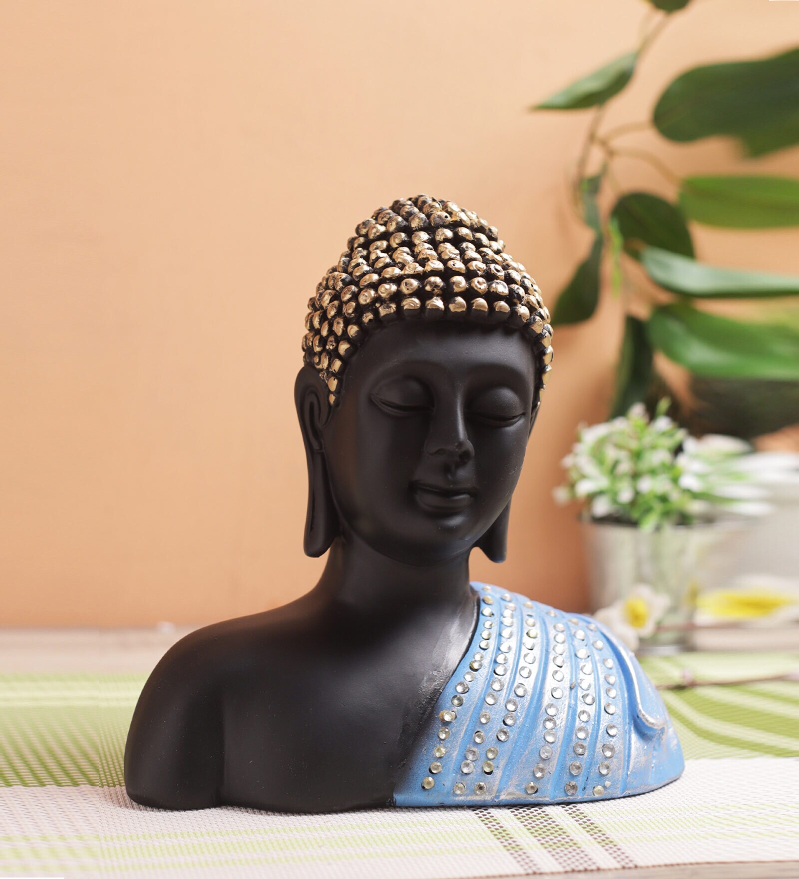 Multicolour Resin 8.5 Inches Buddha Head Idol