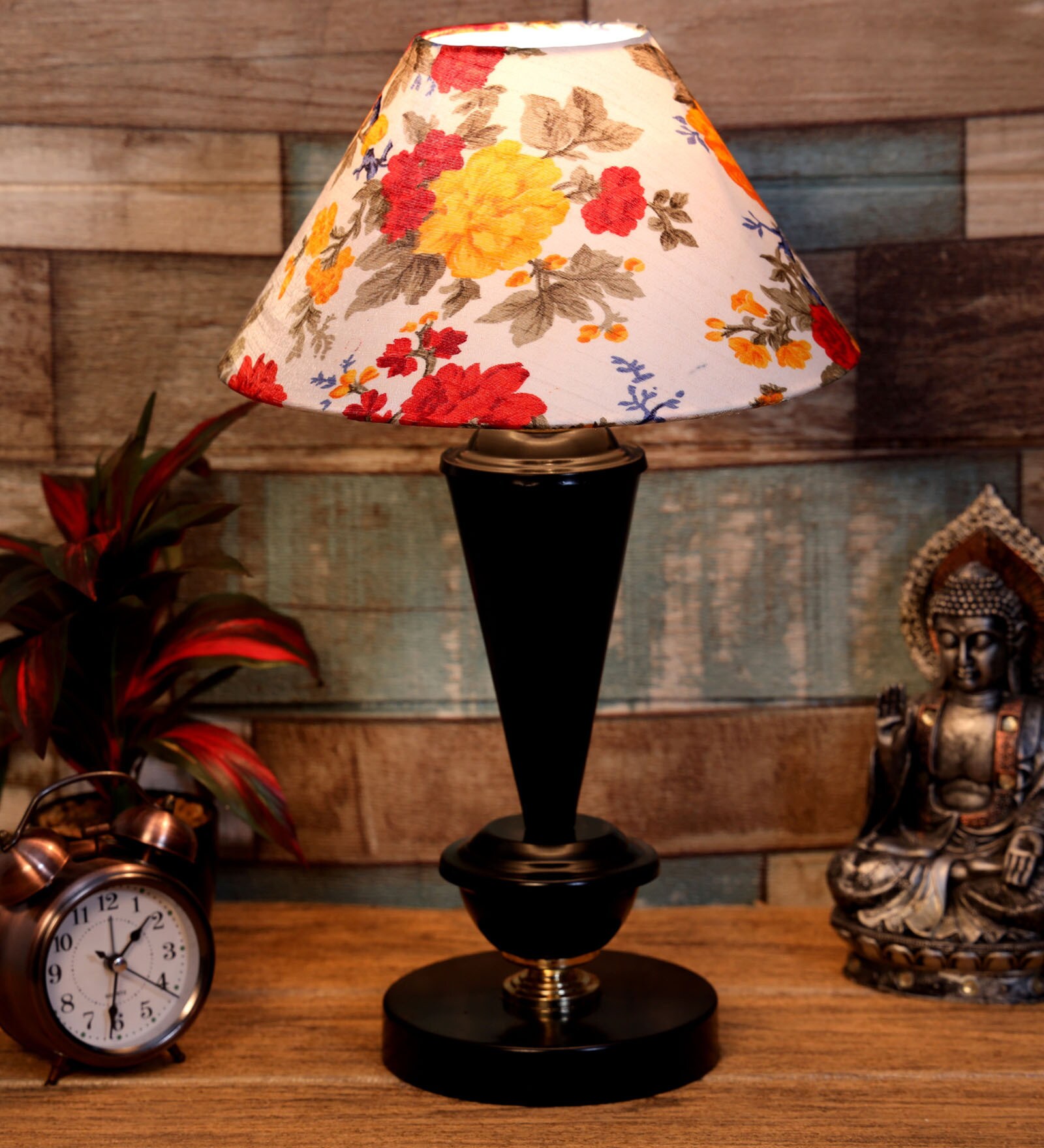 Multicolour Shade Table Lamp With Metal Base