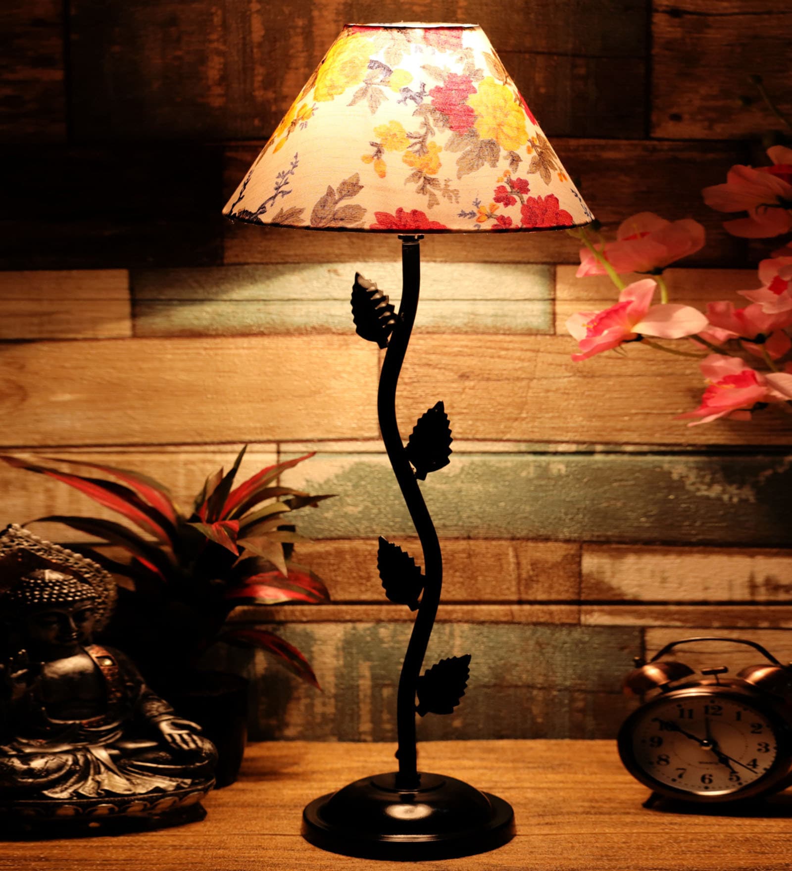 Multicolour Shade Table Lamp With Metal Base