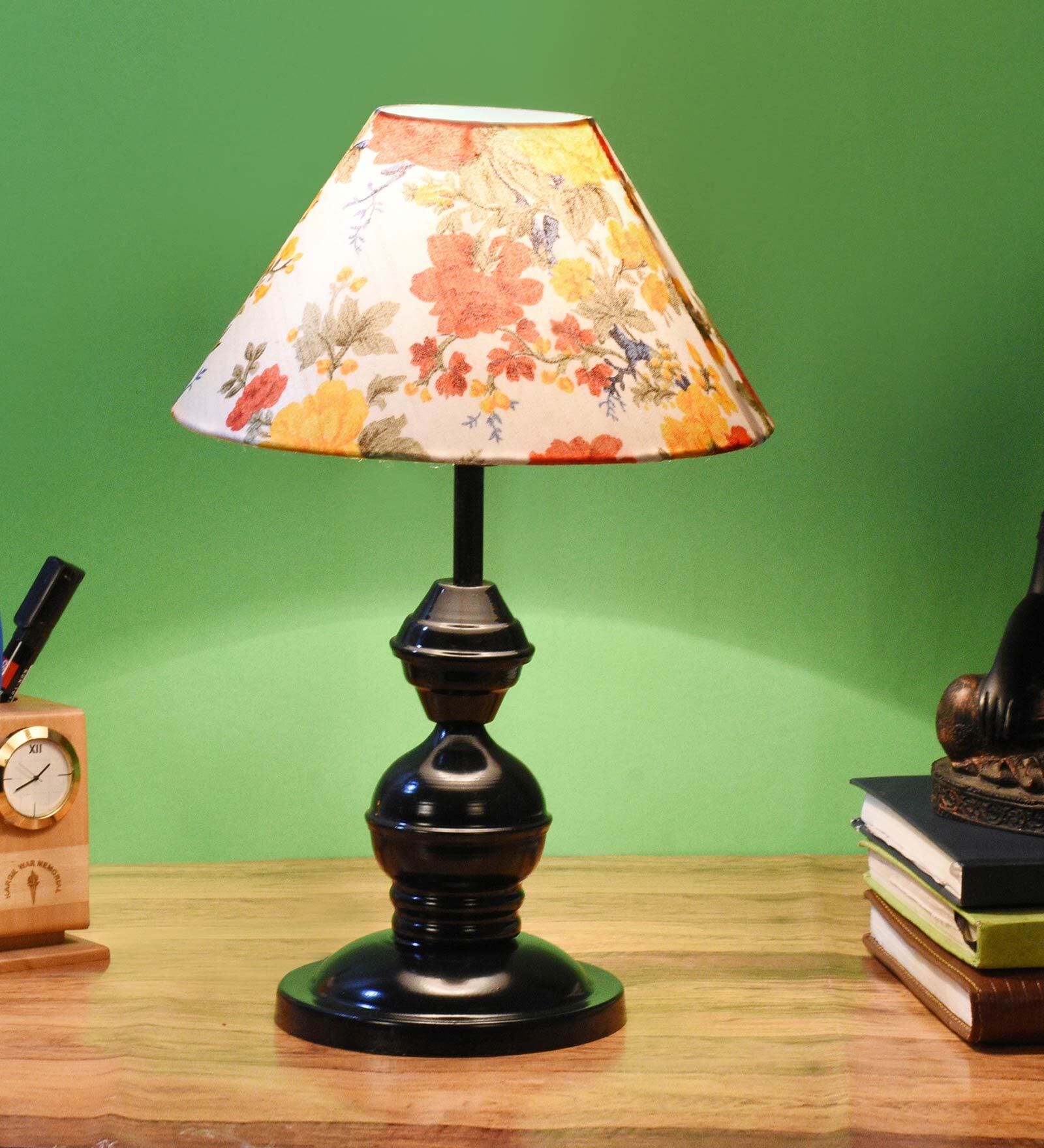 Multicolour Shade Table Lamp With Metal Base