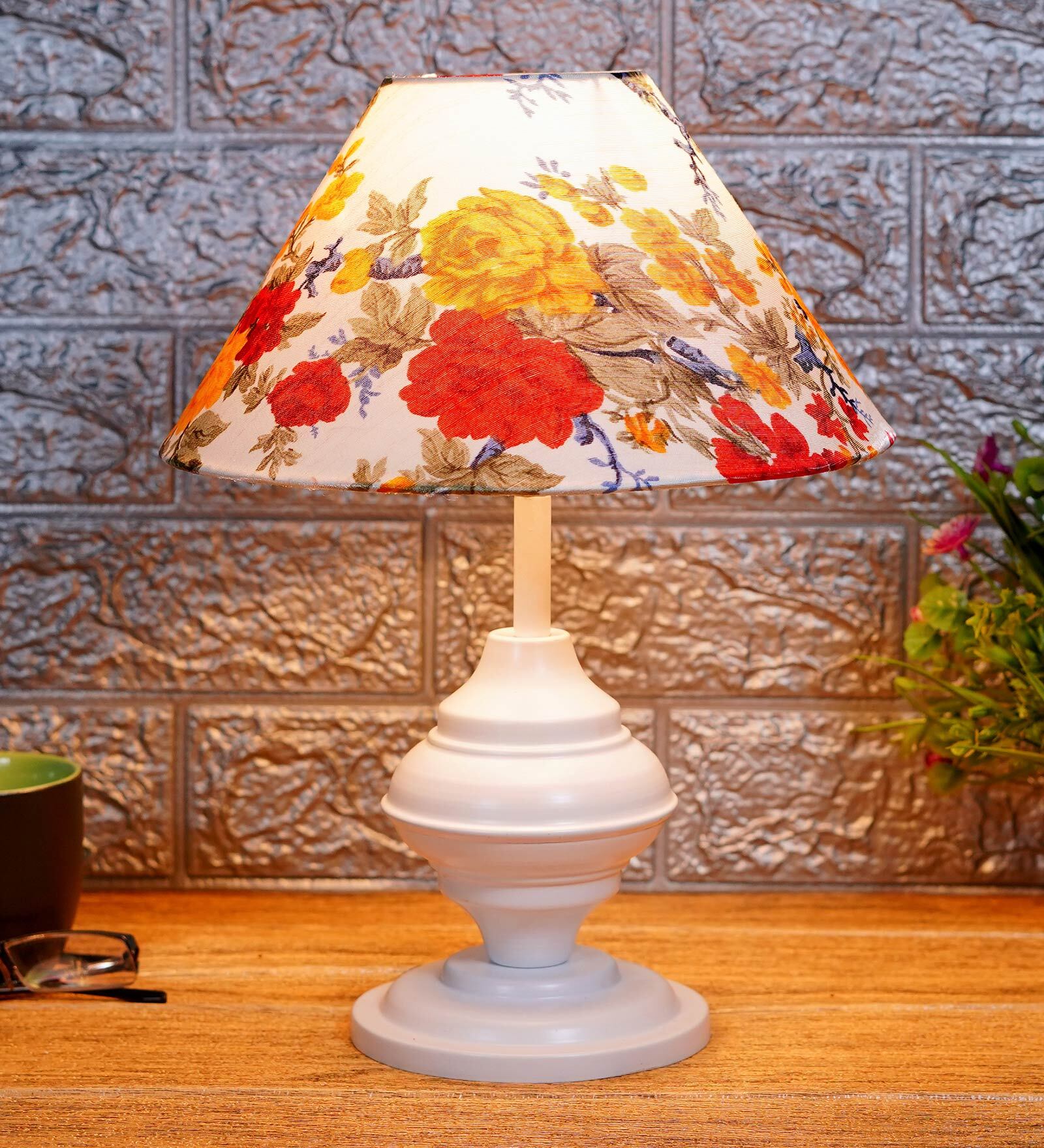 Multicolour Shade Table Lamp With Metal Base