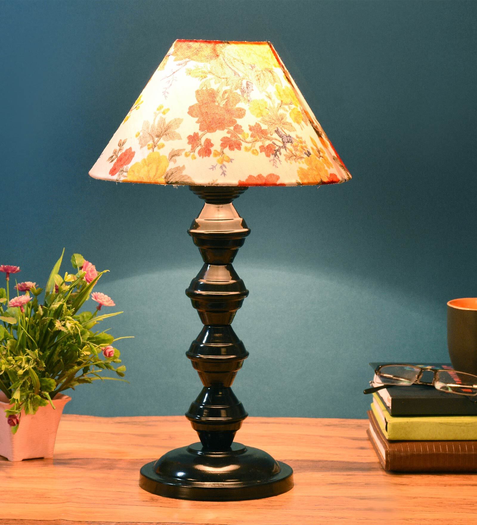 Multicolour Shade Table Lamp With Metal Base
