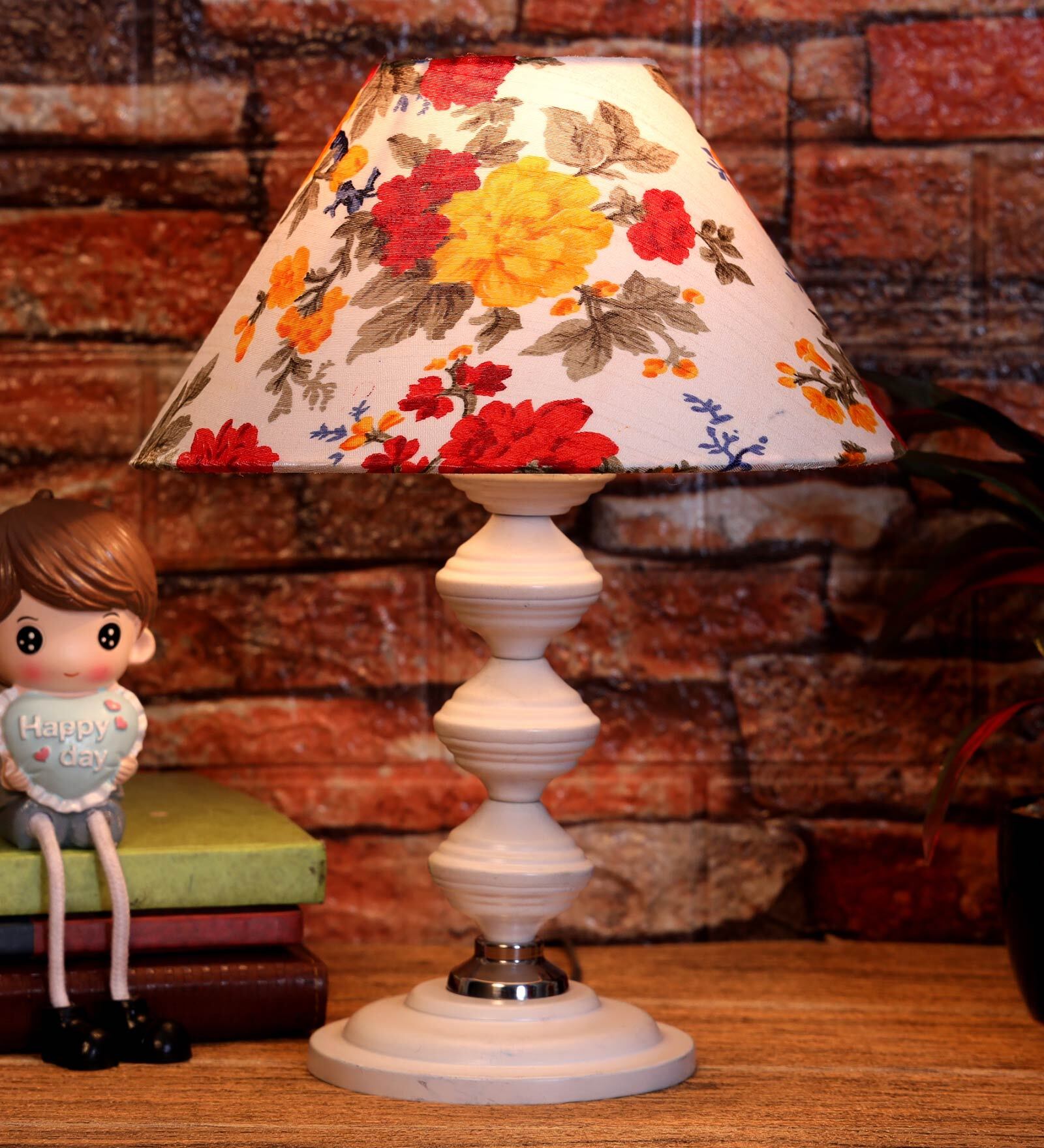 Multicolour Shade Table Lamp With Metal Base