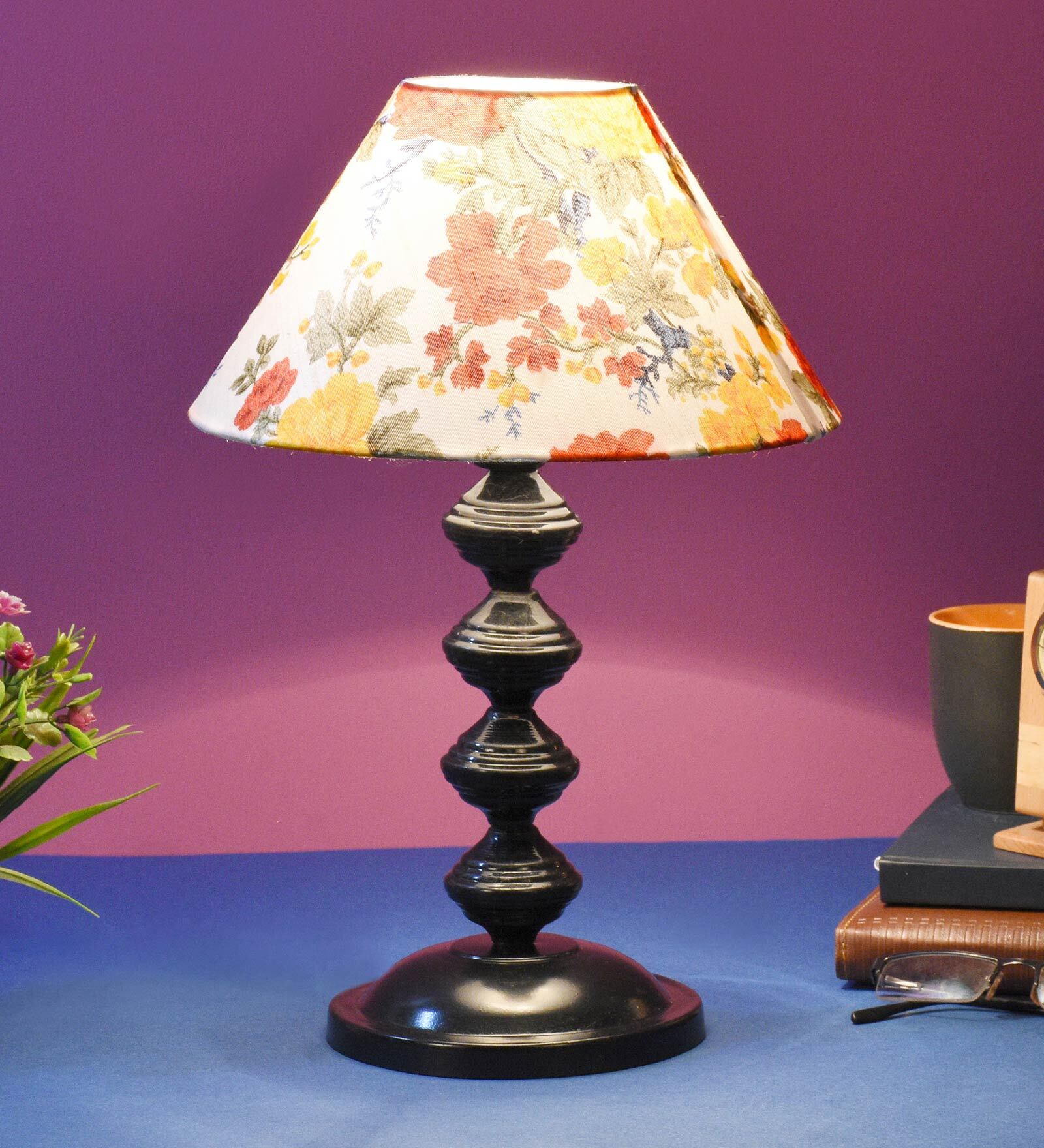 Multicolour Shade Table Lamp With Metal Base