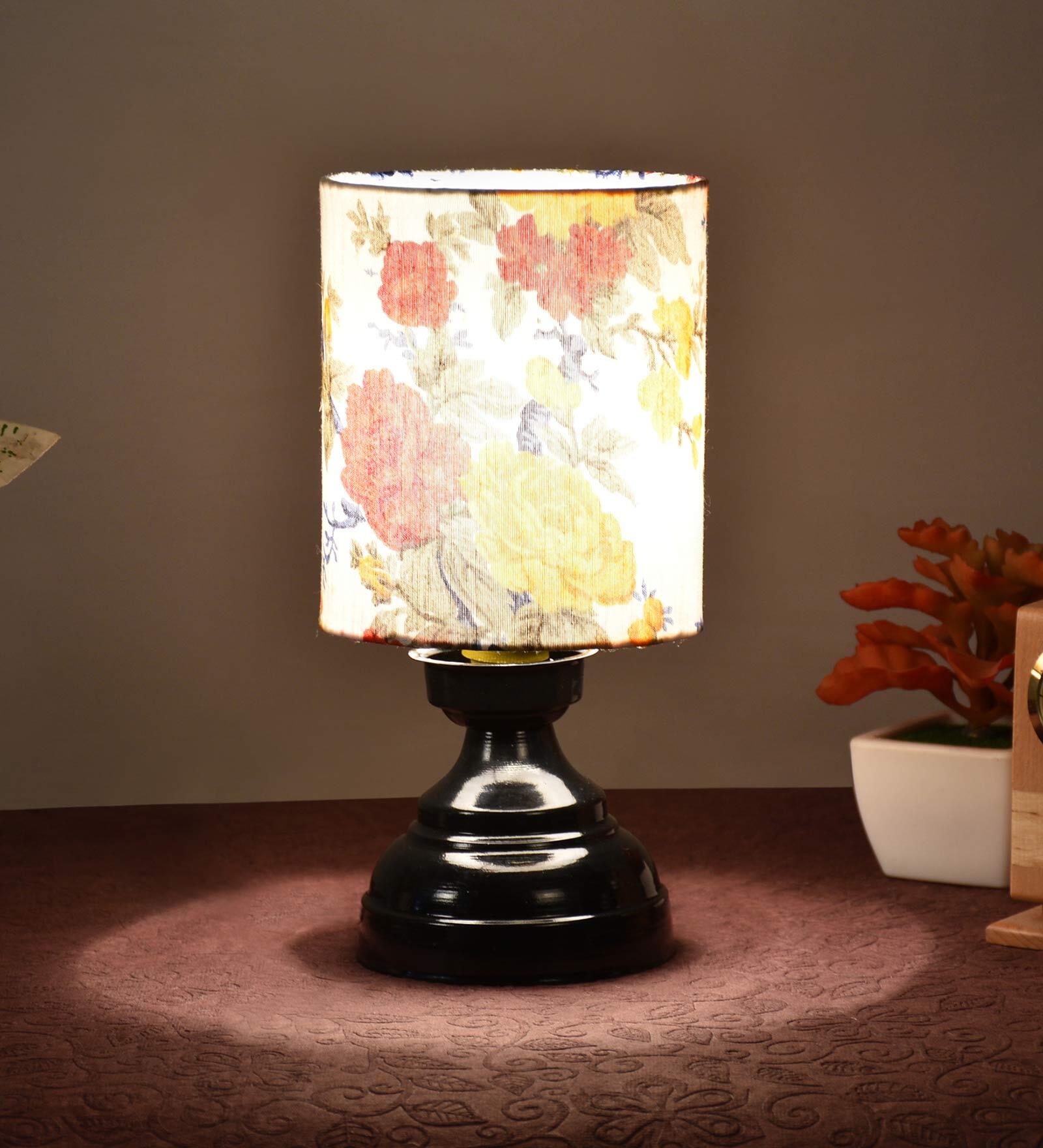 Multicolour Shade Table Lamp With Metal Base