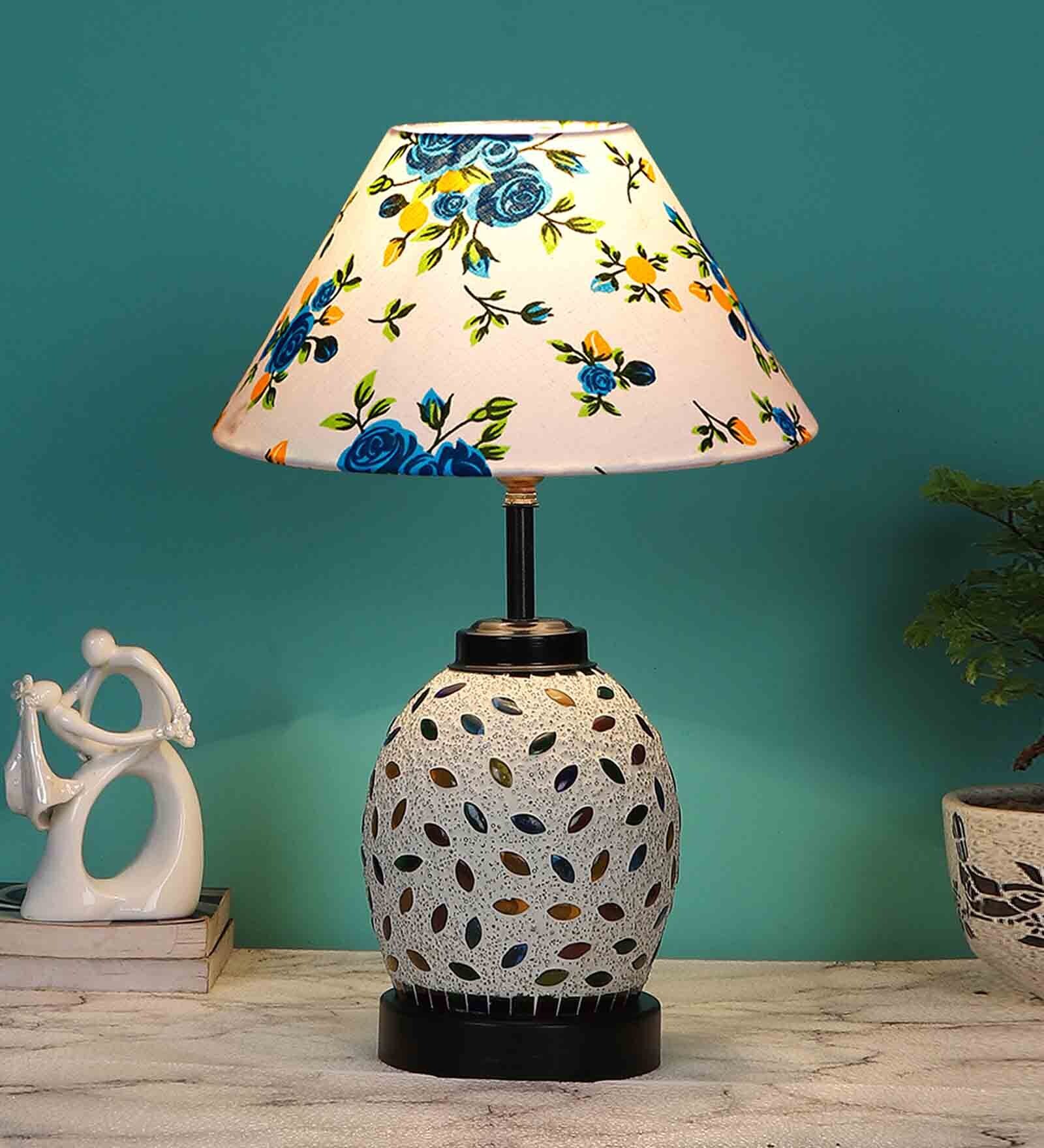 Multicolour Shade Table Lamp With Shade Table Lamp With Glass Base