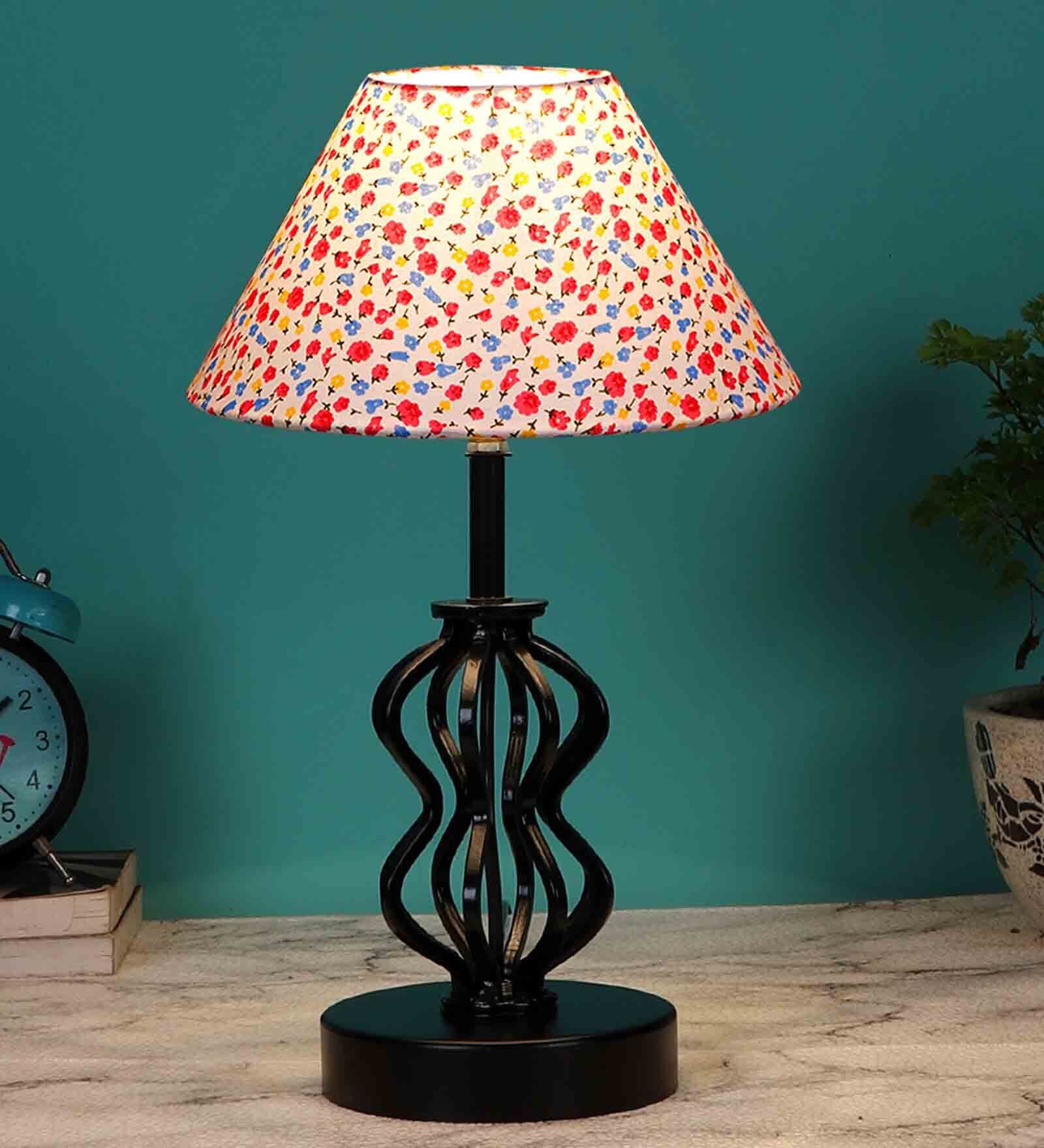 Multicolour Shade Table Lamp With Shade Table Lamp With Iron Base